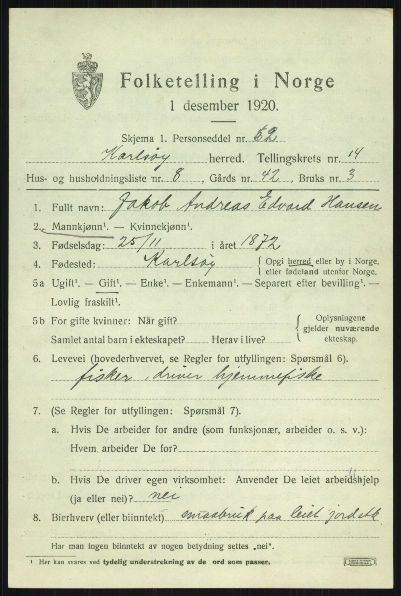 SATØ, Folketelling 1920 for 1936 Karlsøy herred, 1920, s. 5219