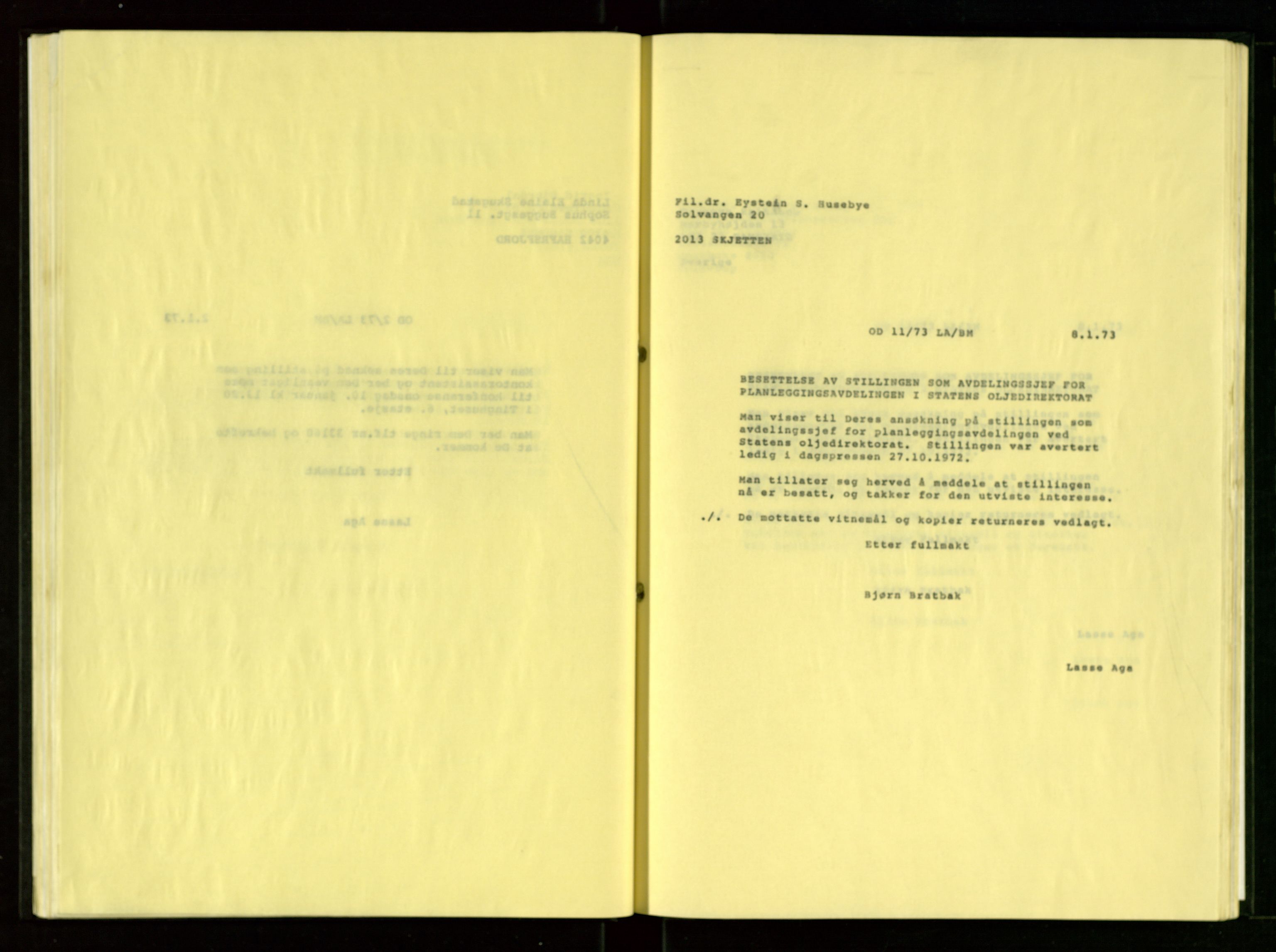 Oljedirektoratet, SAST/A-101366/Ba/L0001: Kopibok, 1972-1973
