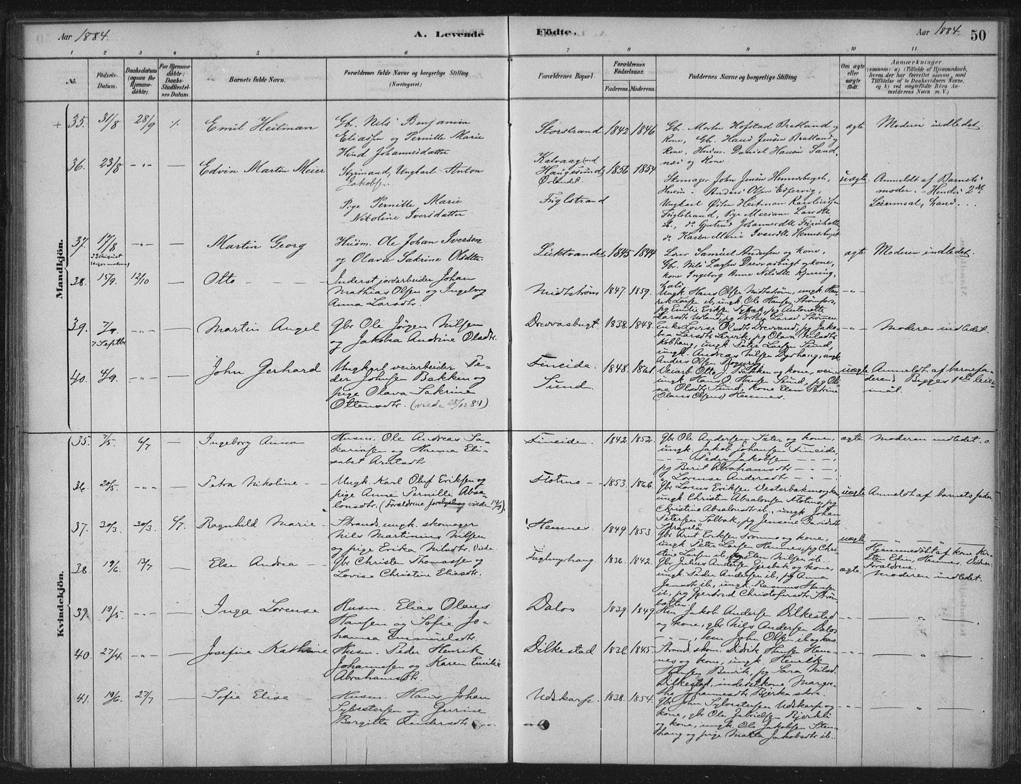 Ministerialprotokoller, klokkerbøker og fødselsregistre - Nordland, SAT/A-1459/825/L0361: Ministerialbok nr. 825A15, 1878-1893, s. 50
