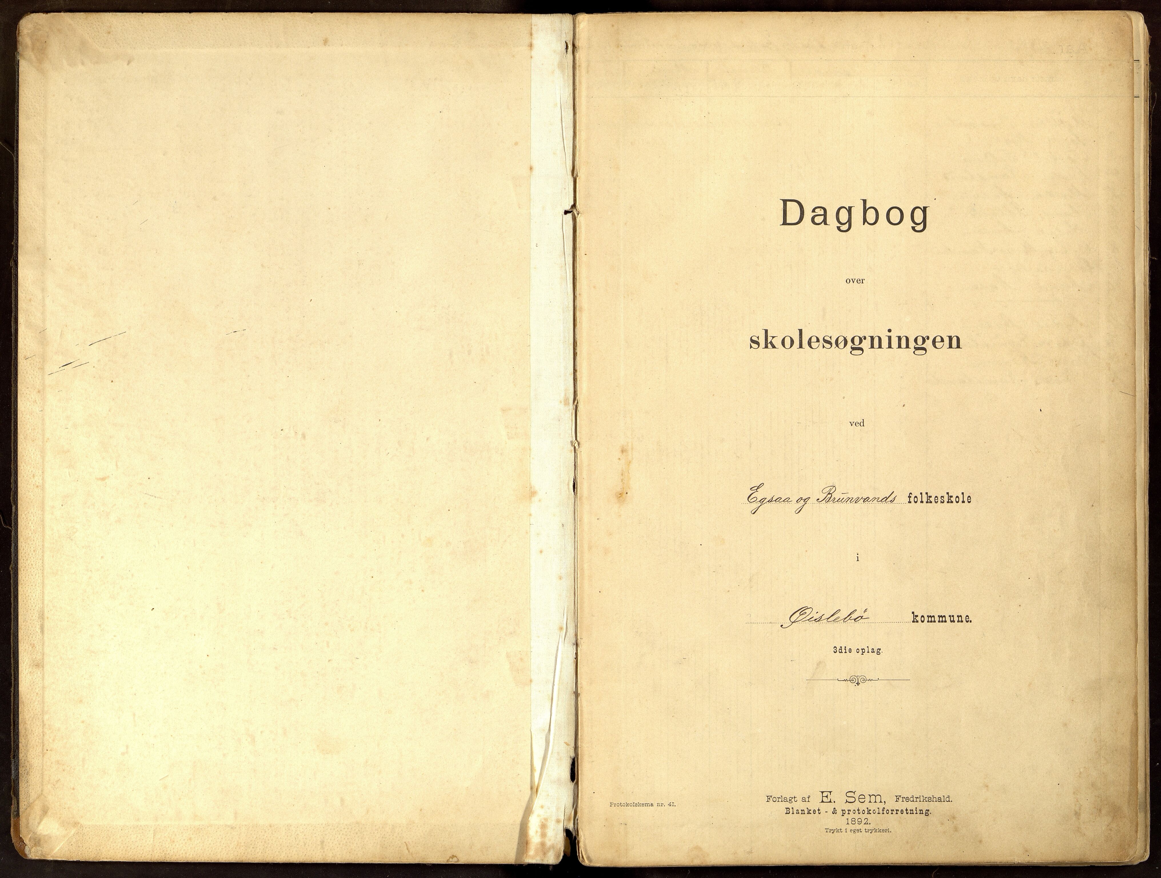 Øyslebø kommune - Eikså Skole, ARKSOR/1021ØY551/I/L0003: Dagbok
(Brunvatne krets 1893 - 1916), 1893-1911