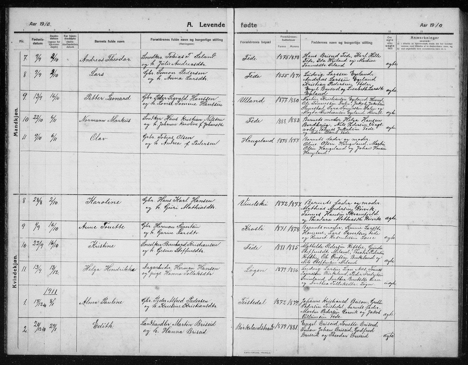 Kvinesdal sokneprestkontor, AV/SAK-1111-0026/F/Fb/Fba/L0005: Klokkerbok nr. B 5, 1910-1934