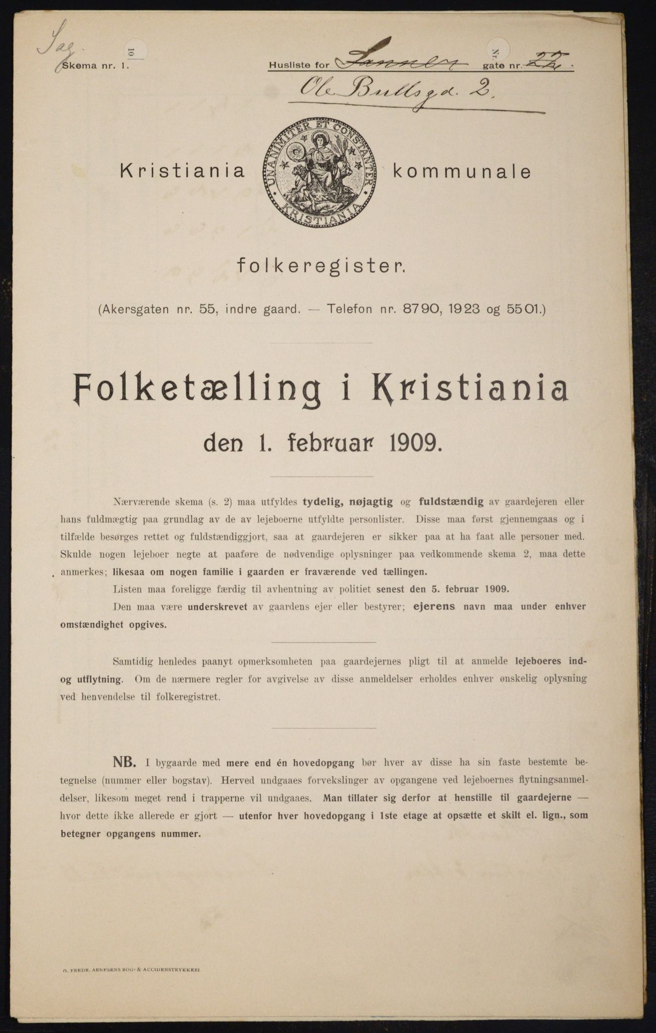 OBA, Kommunal folketelling 1.2.1909 for Kristiania kjøpstad, 1909, s. 68220