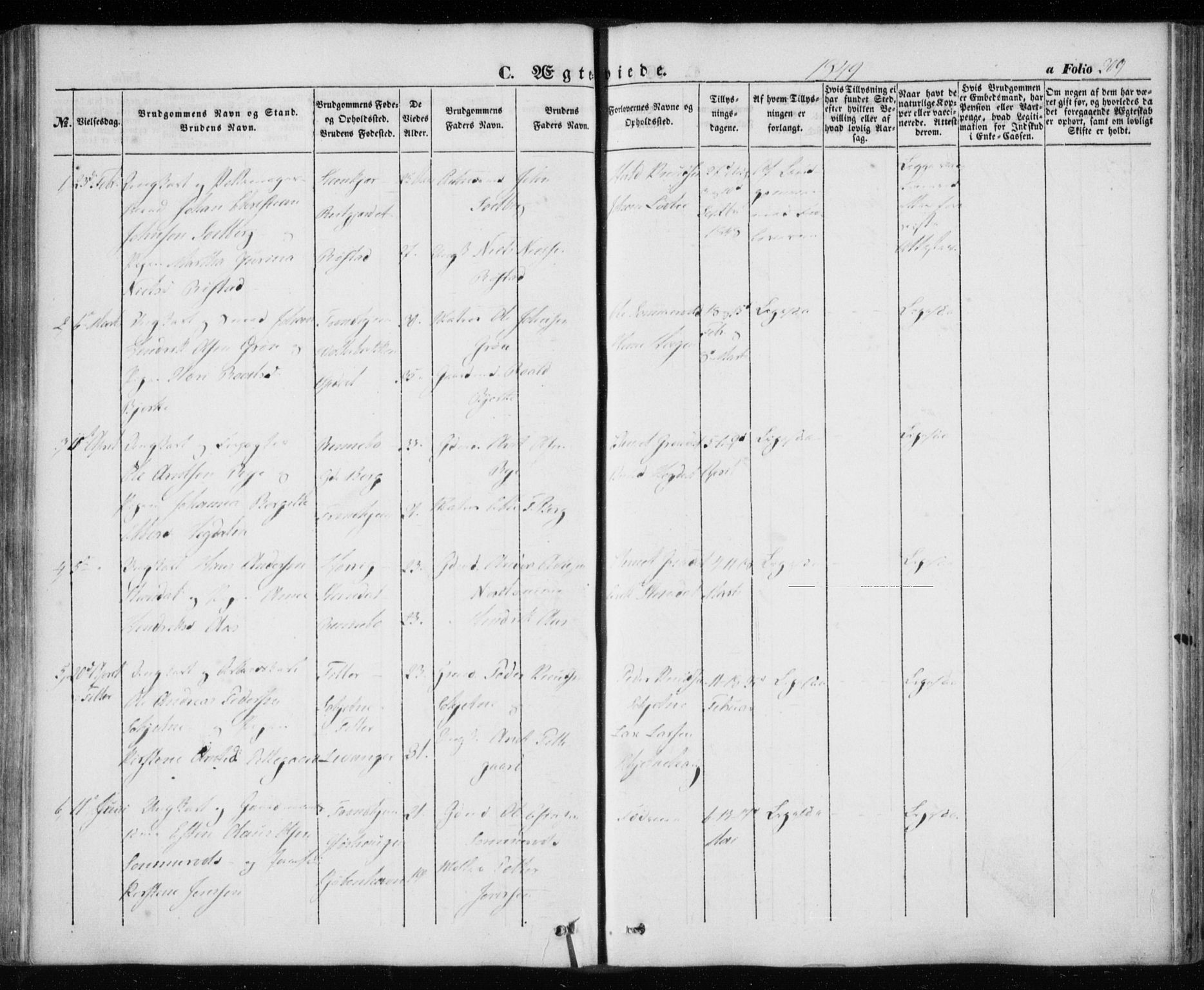 Ministerialprotokoller, klokkerbøker og fødselsregistre - Sør-Trøndelag, SAT/A-1456/606/L0291: Ministerialbok nr. 606A06, 1848-1856, s. 209