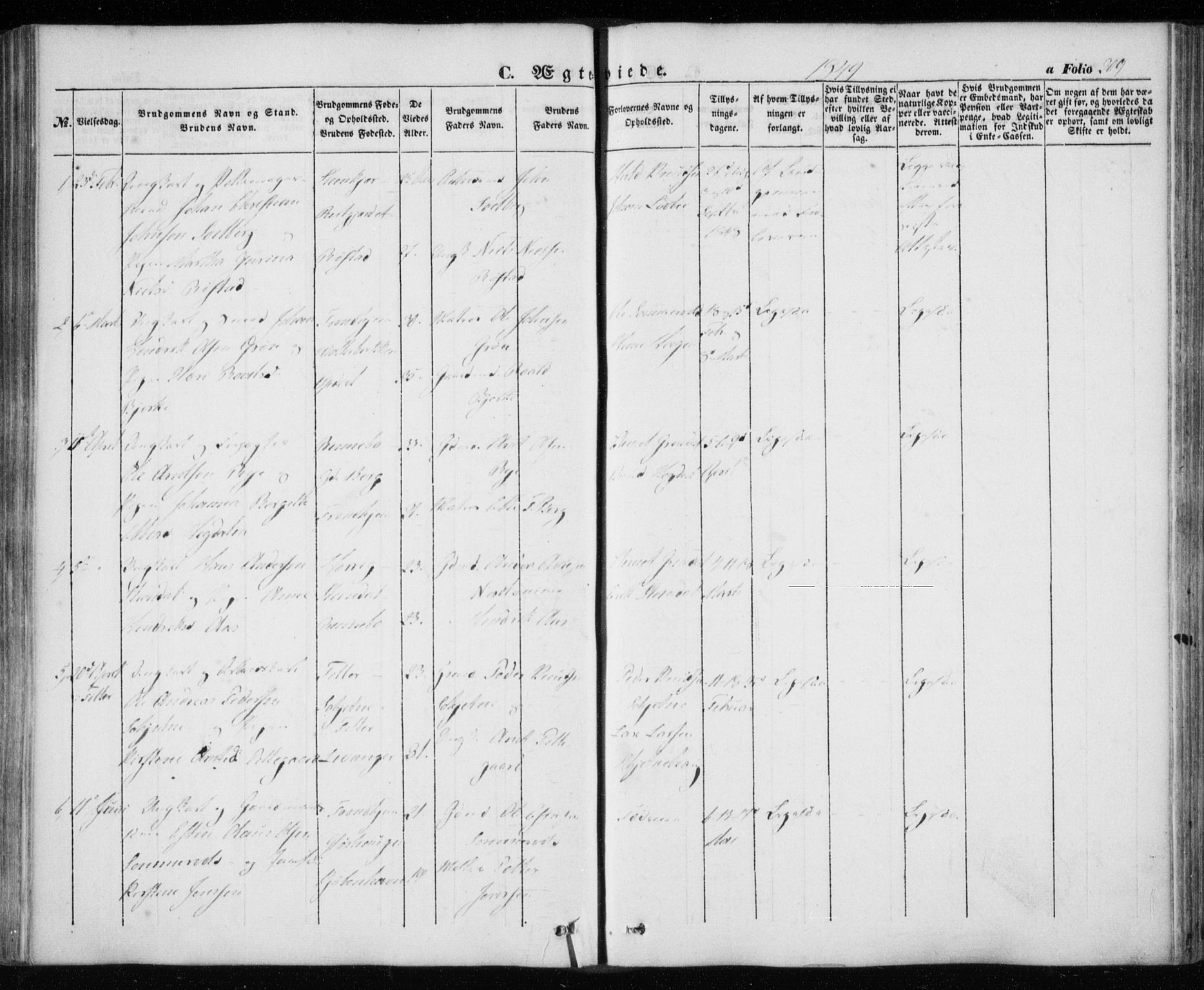 Ministerialprotokoller, klokkerbøker og fødselsregistre - Sør-Trøndelag, AV/SAT-A-1456/606/L0291: Ministerialbok nr. 606A06, 1848-1856, s. 209