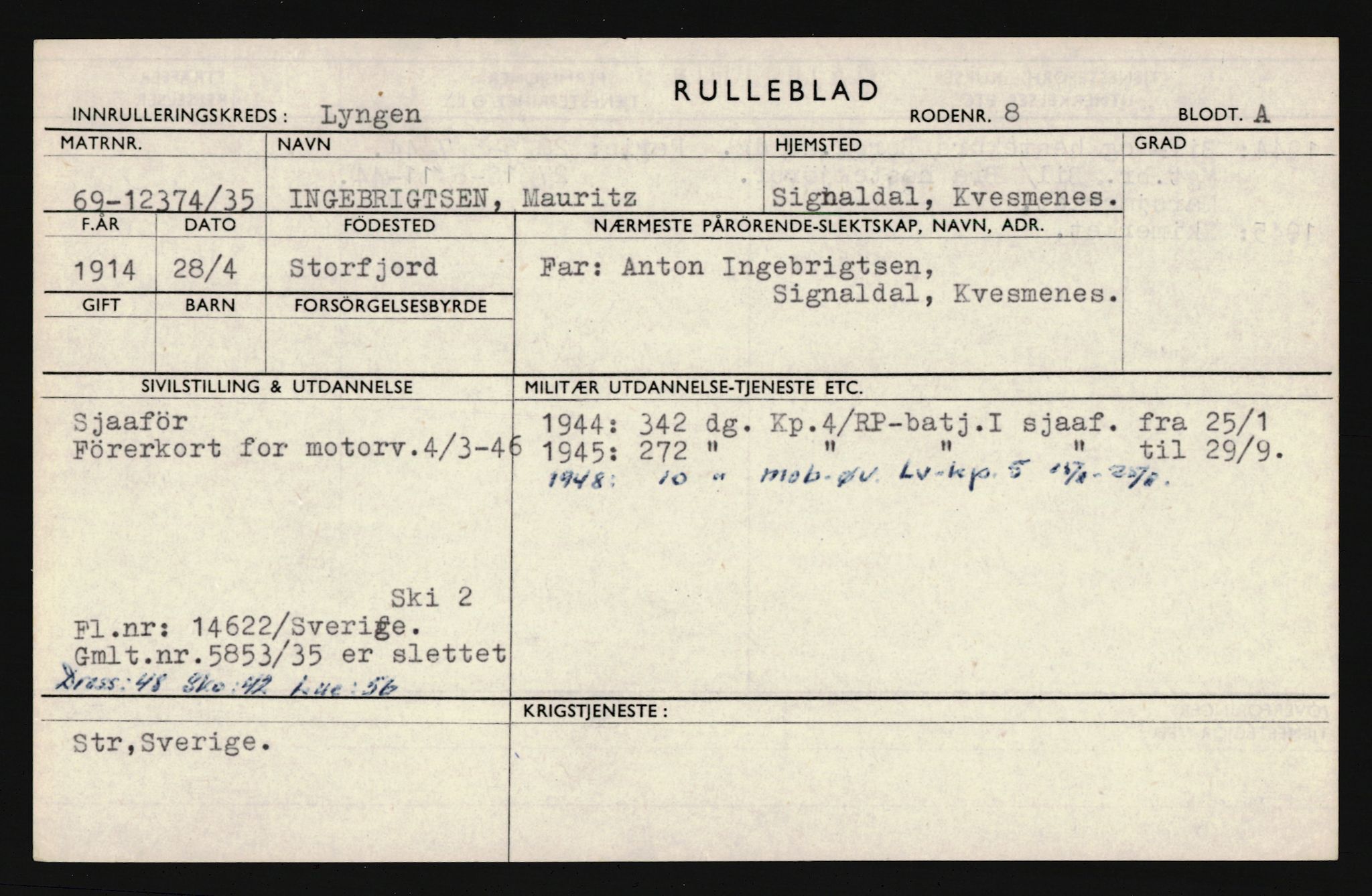 Forsvaret, Troms infanteriregiment nr. 16, AV/RA-RAFA-3146/P/Pa/L0019: Rulleblad for regimentets menige mannskaper, årsklasse 1935, 1935, s. 457