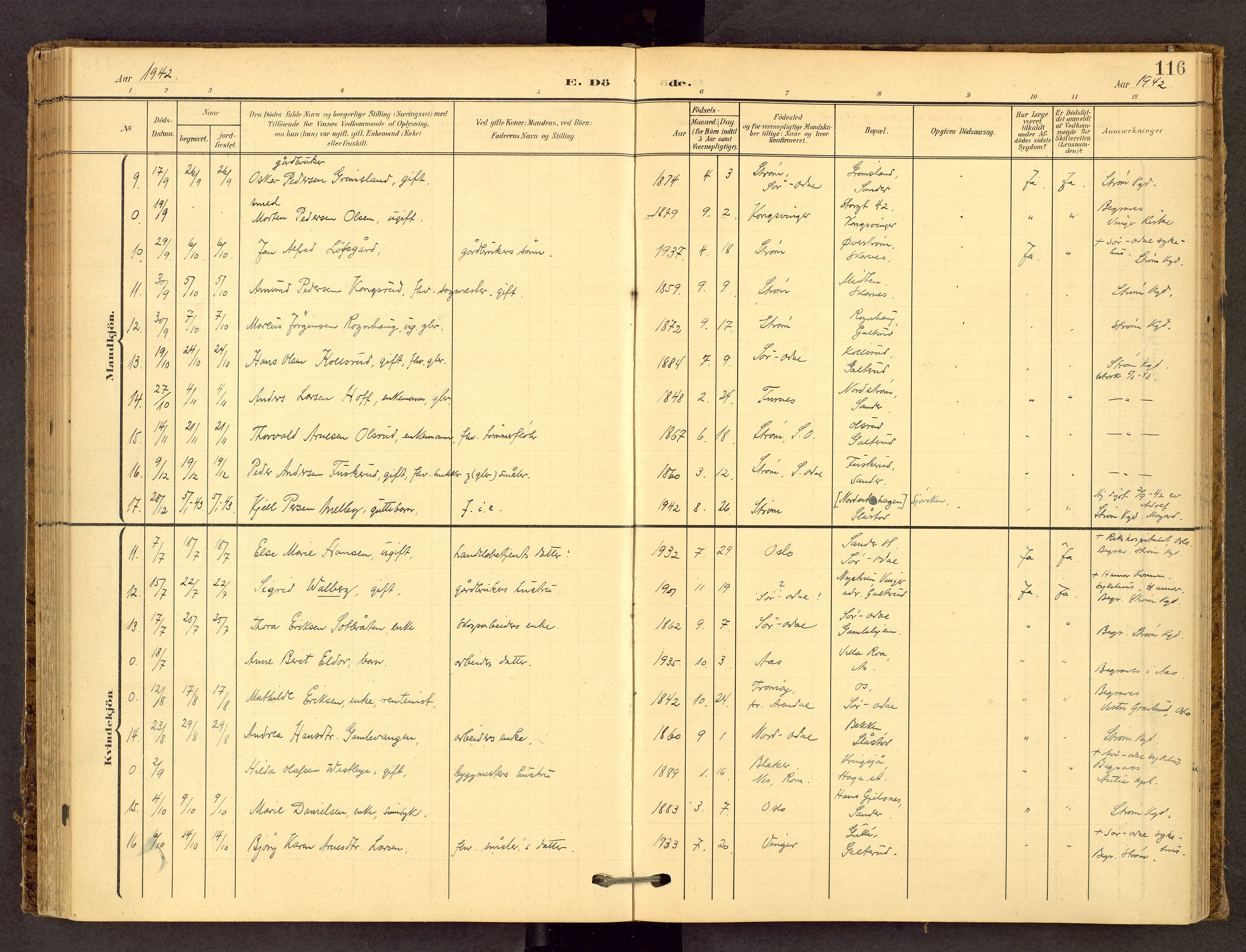 Sør-Odal prestekontor, SAH/PREST-030/H/Ha/Haa/L0010: Ministerialbok nr. 10, 1907-1968, s. 116