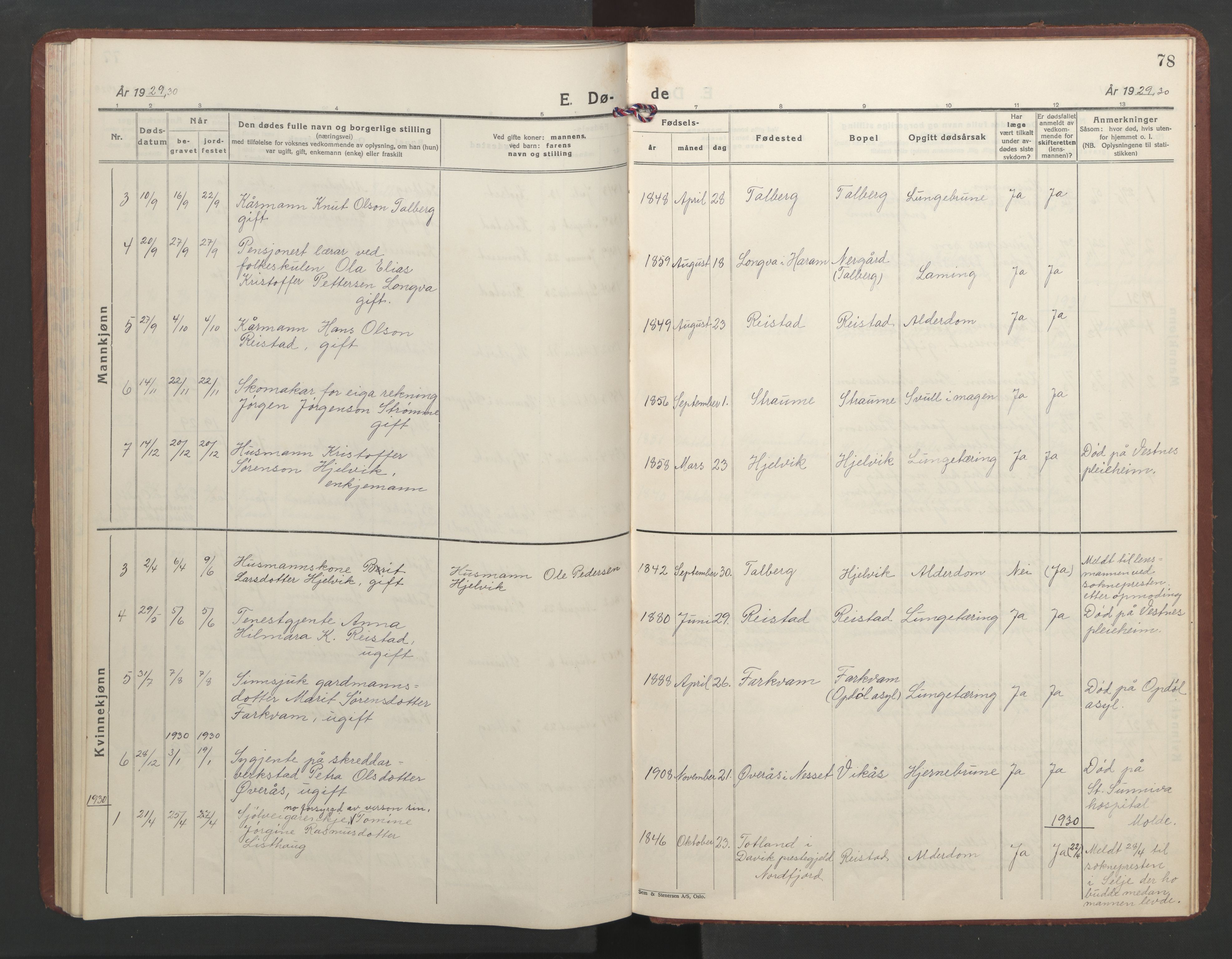 Ministerialprotokoller, klokkerbøker og fødselsregistre - Møre og Romsdal, AV/SAT-A-1454/550/L0619: Klokkerbok nr. 550C02, 1928-1967, s. 78