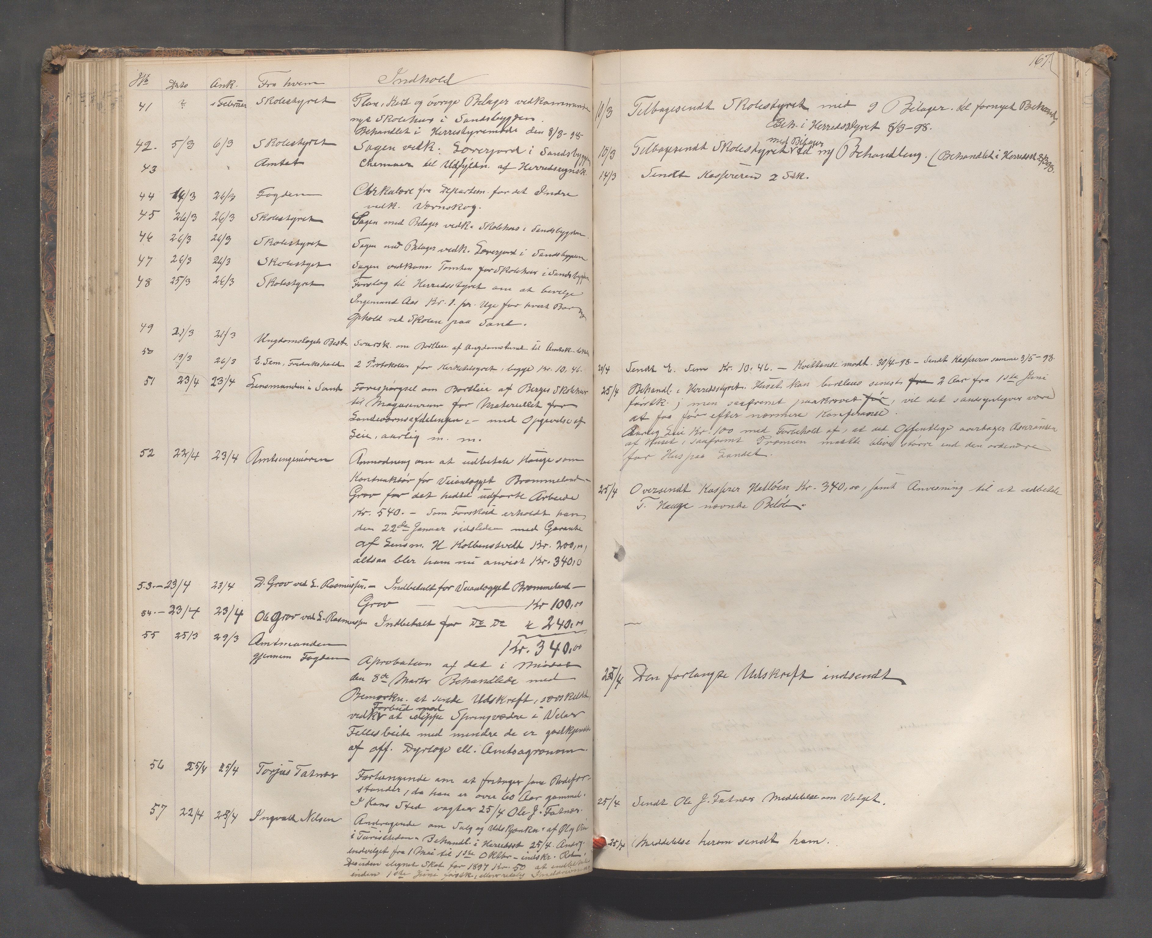 Sand kommune - Formannskapet, IKAR/K-102092/C/Ca/L0001: Brevjournal, 1859-1902, s. 167
