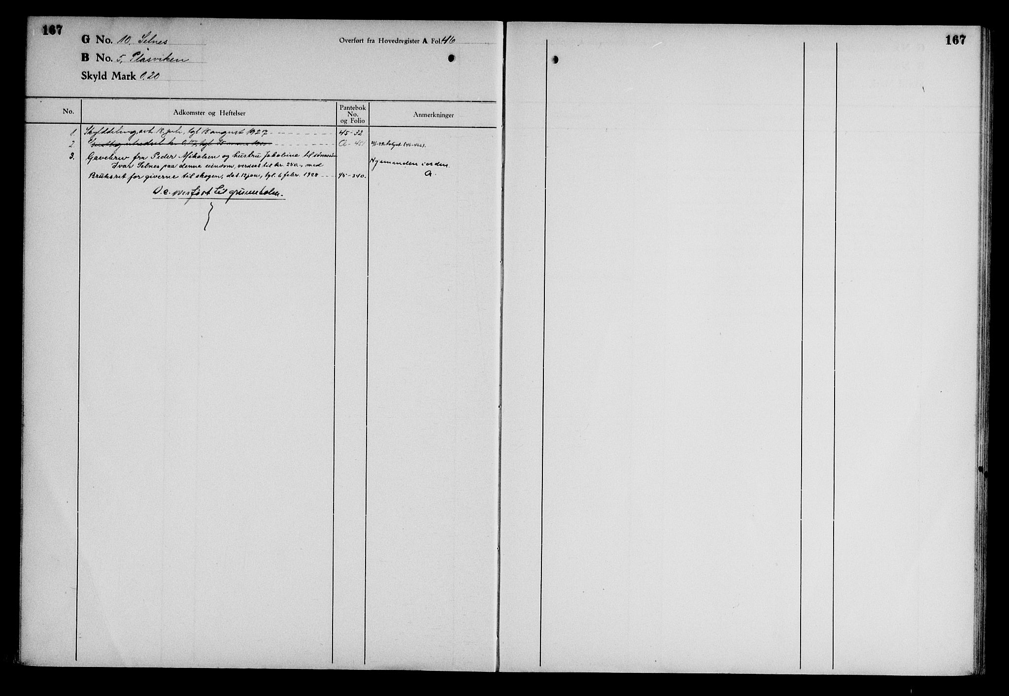 Salten sorenskriveri, AV/SAT-A-4578/1/2/2A/L0040: Panteregister nr. 40, s. 167