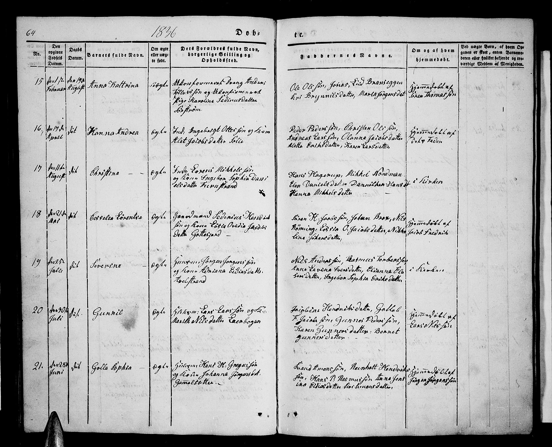 Tranøy sokneprestkontor, AV/SATØ-S-1313/I/Ia/Iab/L0001klokker: Klokkerbok nr. 1, 1835-1853, s. 64