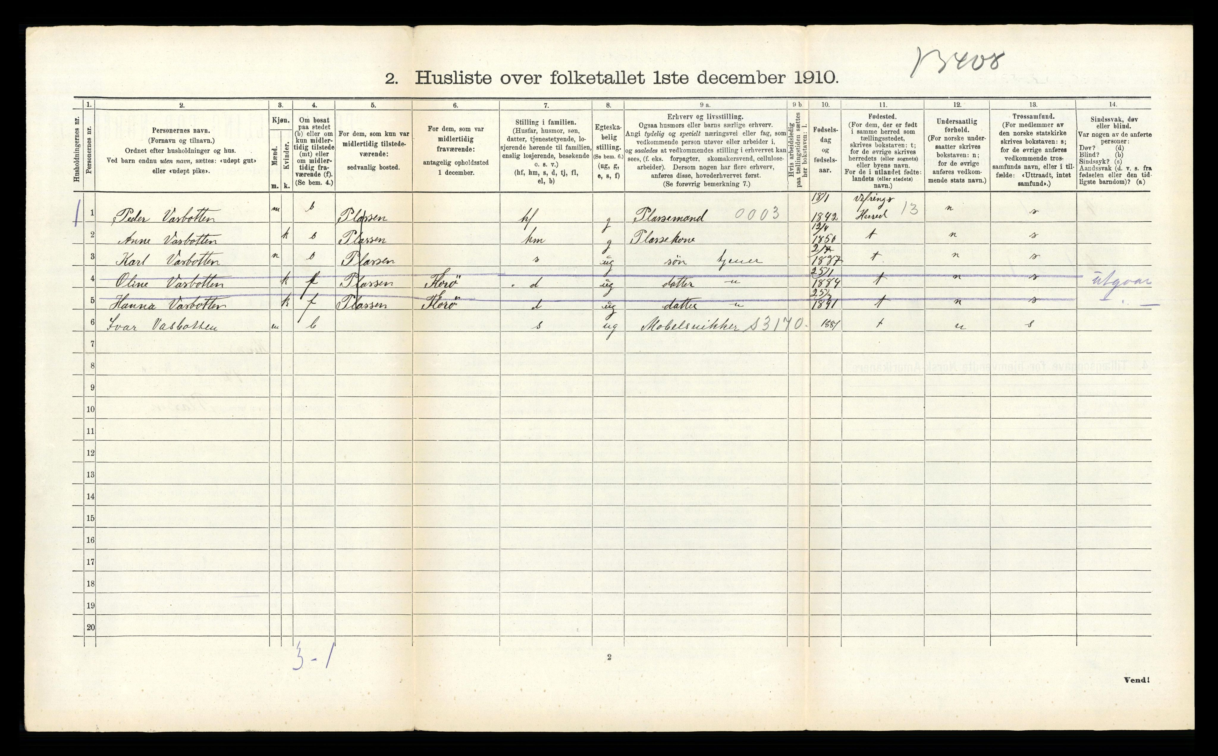 RA, Folketelling 1910 for 1437 Kinn herred, 1910, s. 1717