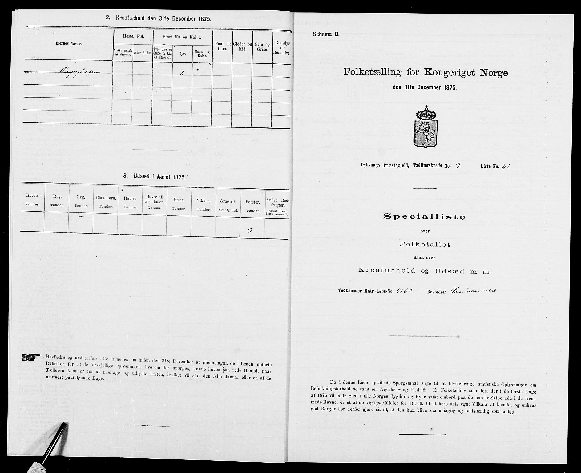 SAK, Folketelling 1875 for 0915P Dypvåg prestegjeld, 1875, s. 342