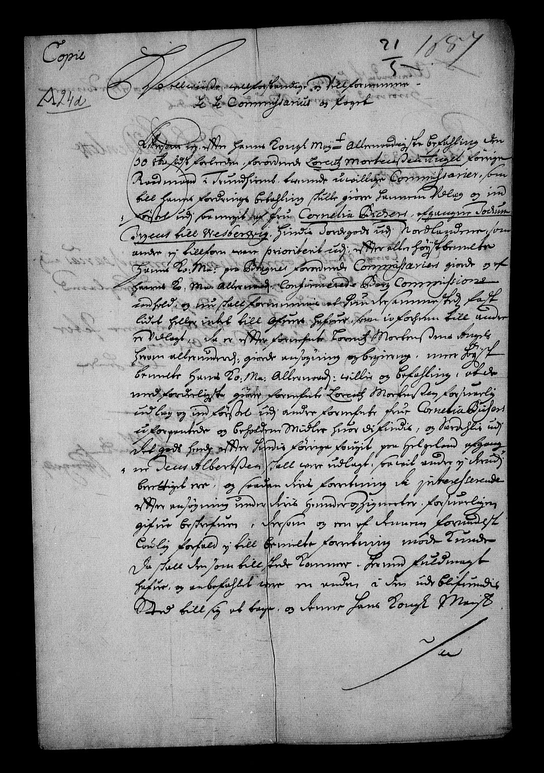 Stattholderembetet 1572-1771, RA/EA-2870/Af/L0002: Avskrifter av vedlegg til originale supplikker, nummerert i samsvar med supplikkbøkene, 1687-1689, s. 85