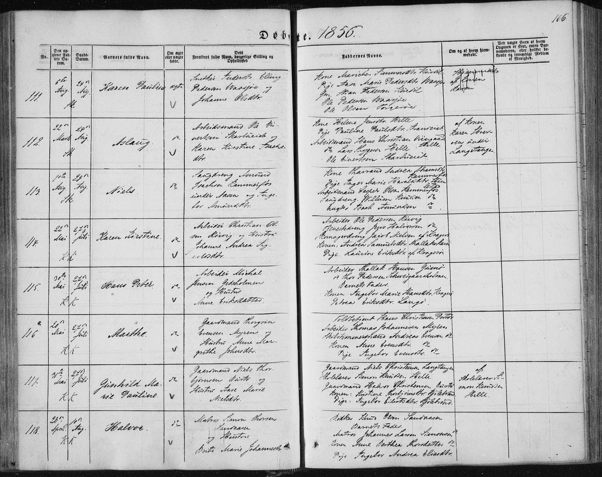 Sannidal kirkebøker, AV/SAKO-A-296/F/Fa/L0008: Ministerialbok nr. 8, 1847-1862, s. 166