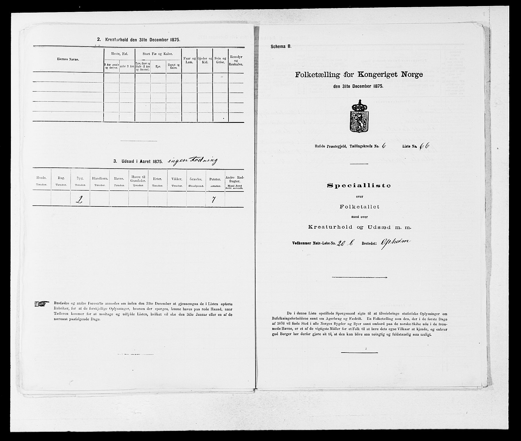 SAB, Folketelling 1875 for 1425P Hafslo prestegjeld, 1875, s. 812