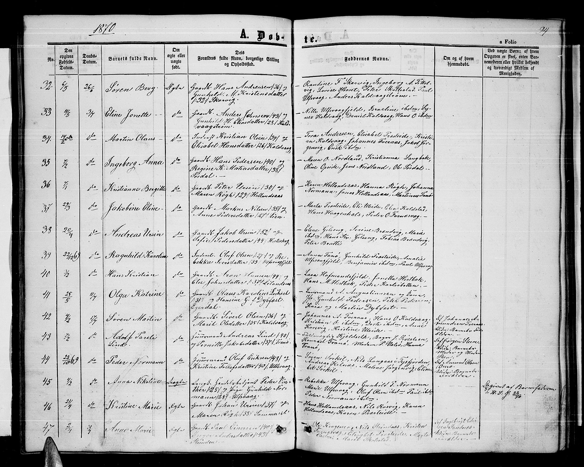 Ministerialprotokoller, klokkerbøker og fødselsregistre - Nordland, AV/SAT-A-1459/859/L0857: Klokkerbok nr. 859C03, 1854-1873, s. 94