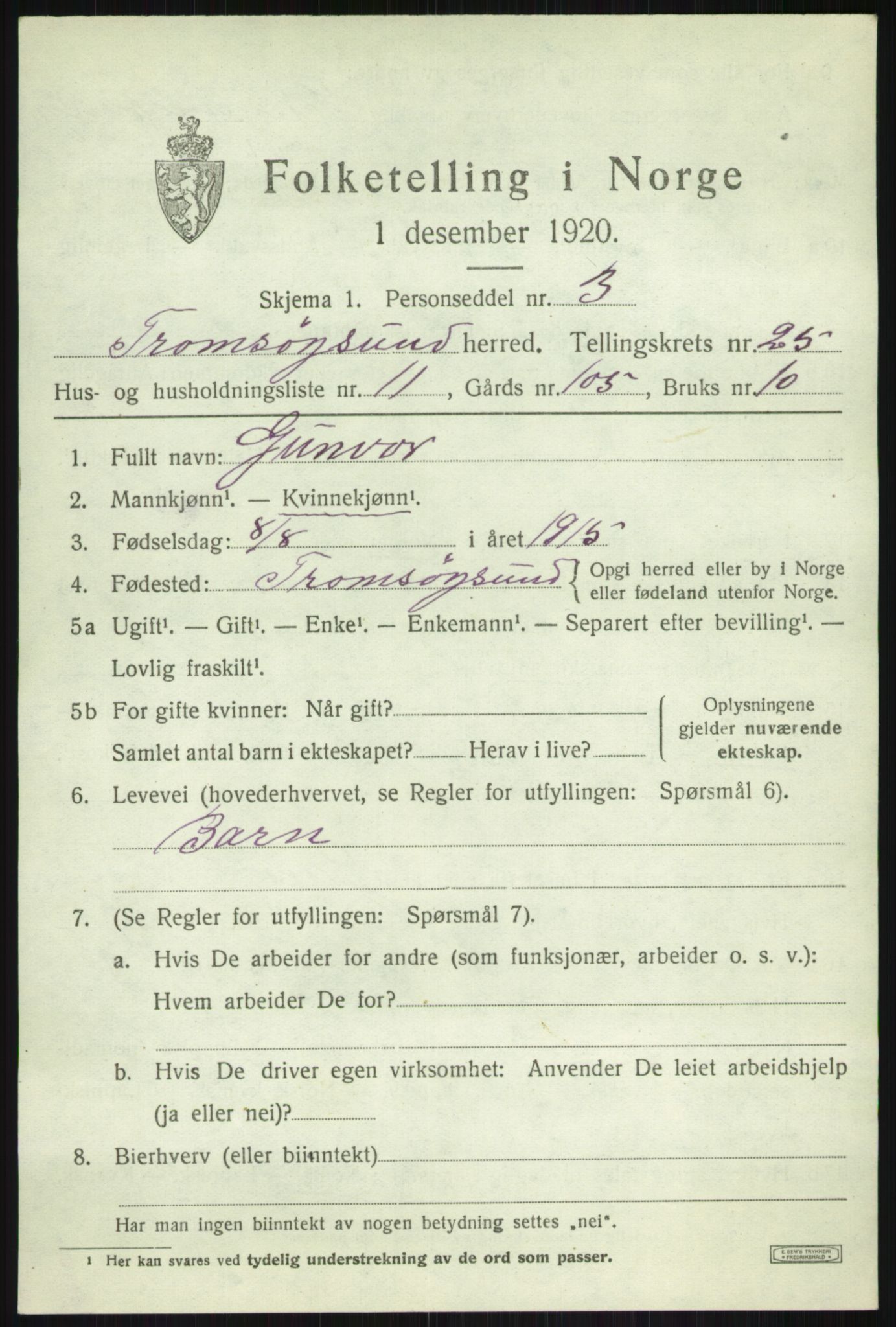 SATØ, Folketelling 1920 for 1934 Tromsøysund herred, 1920, s. 12176