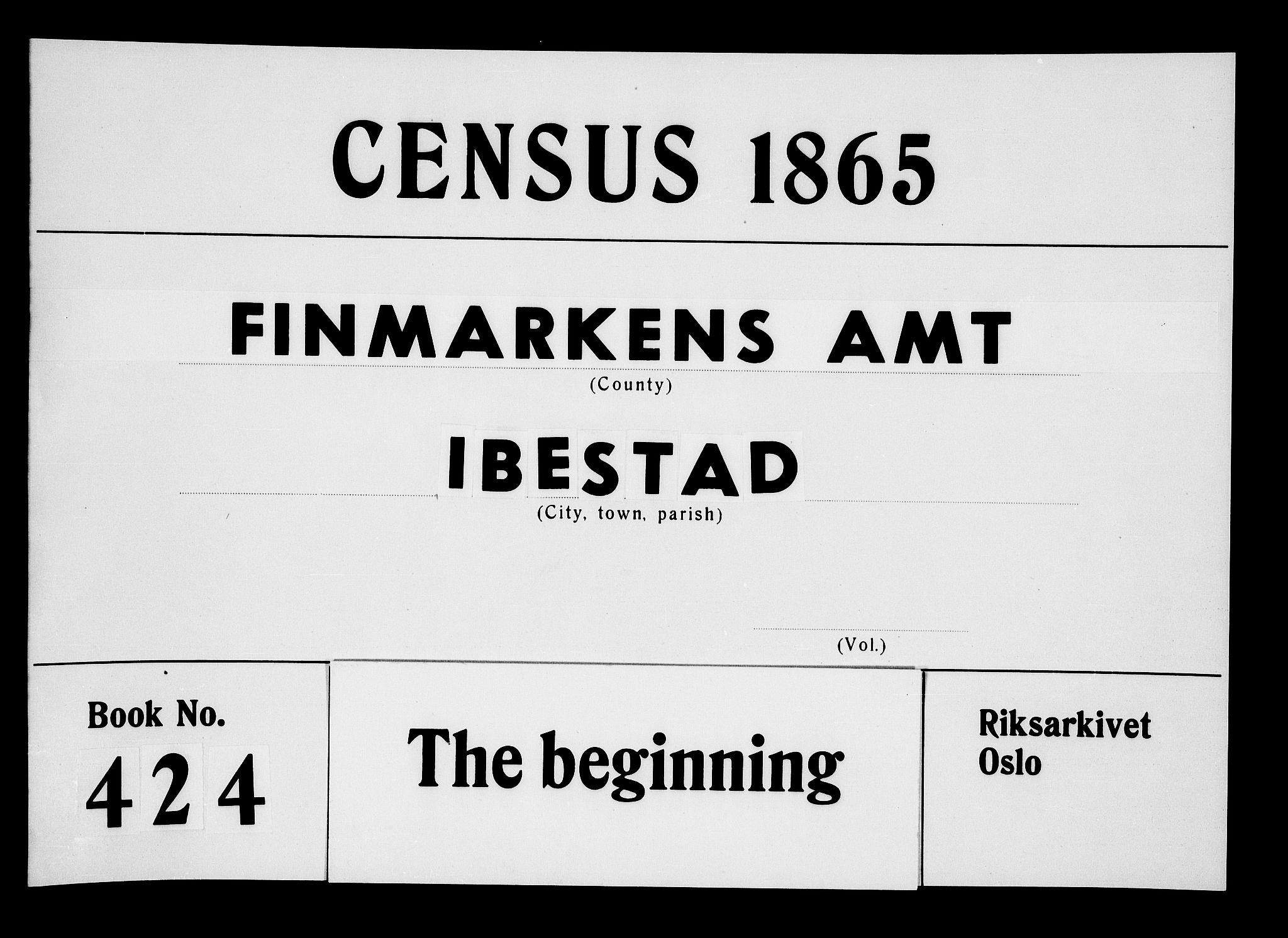 RA, Folketelling 1865 for 1917P Ibestad prestegjeld, 1865, s. 1