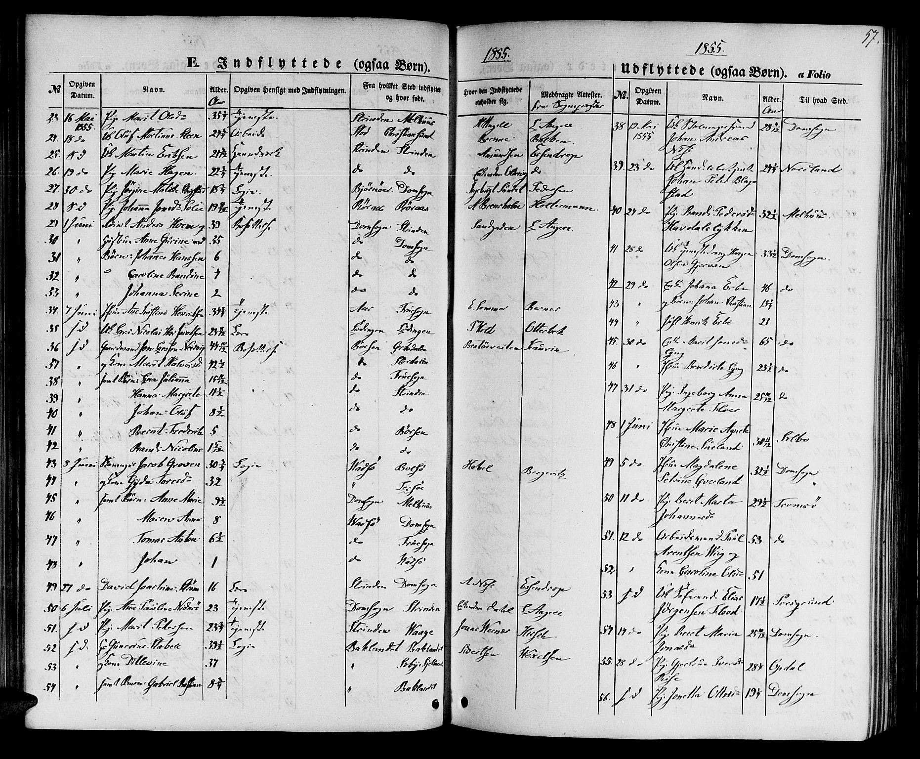 Ministerialprotokoller, klokkerbøker og fødselsregistre - Sør-Trøndelag, SAT/A-1456/602/L0113: Ministerialbok nr. 602A11, 1849-1861, s. 57