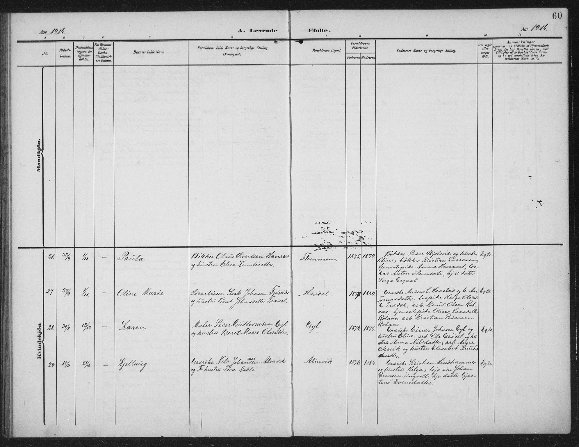 Ministerialprotokoller, klokkerbøker og fødselsregistre - Møre og Romsdal, AV/SAT-A-1454/586/L0989: Ministerialbok nr. 586A15, 1906-1915, s. 60