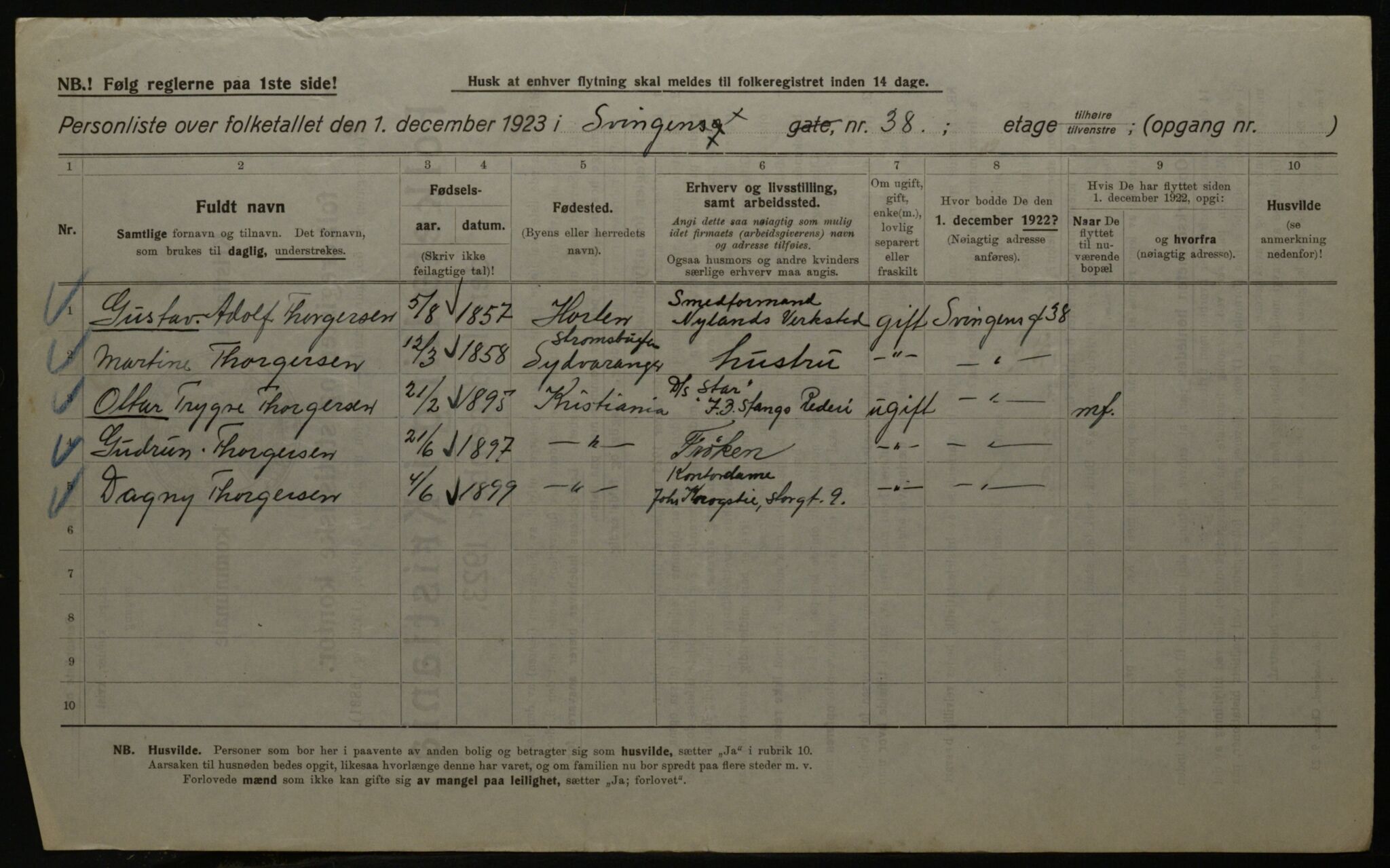 OBA, Kommunal folketelling 1.12.1923 for Kristiania, 1923, s. 117625