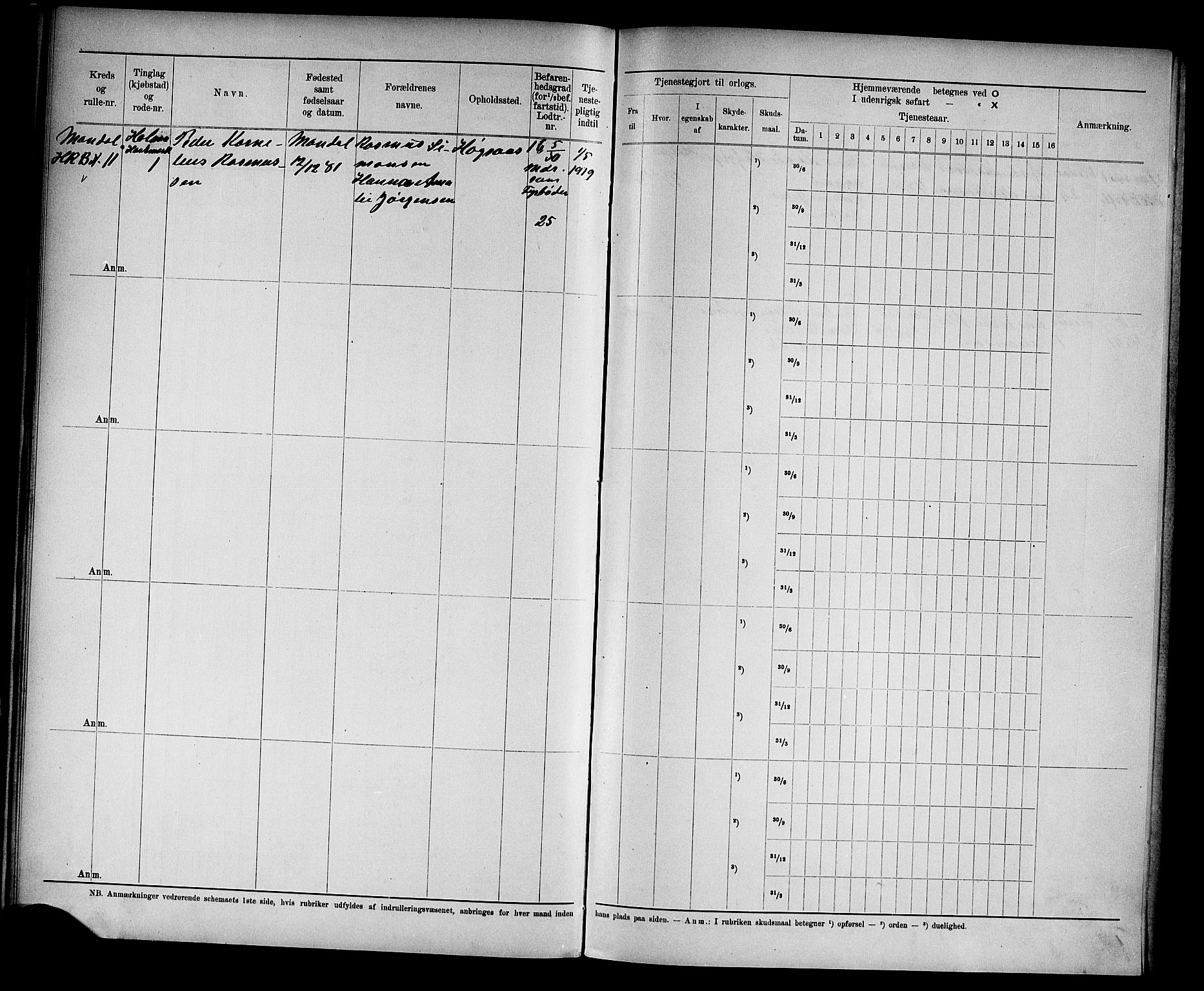 Kristiansand mønstringskrets, AV/SAK-2031-0015/F/Fd/L0005: Rulle sjøvernepliktige, C-5, 1903, s. 56