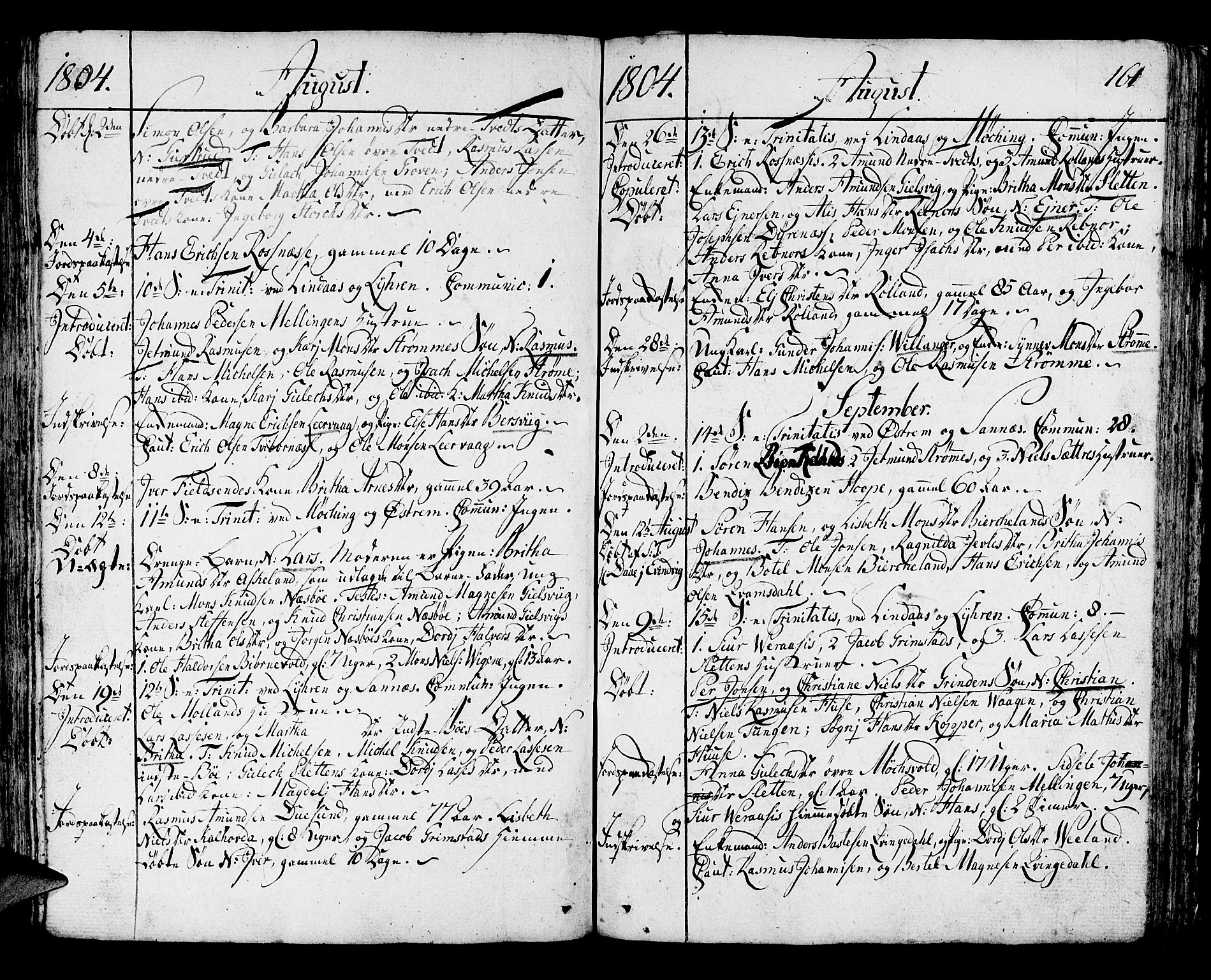Lindås Sokneprestembete, AV/SAB-A-76701/H/Haa/Haaa/L0005: Ministerialbok nr. A 5, 1791-1813, s. 161