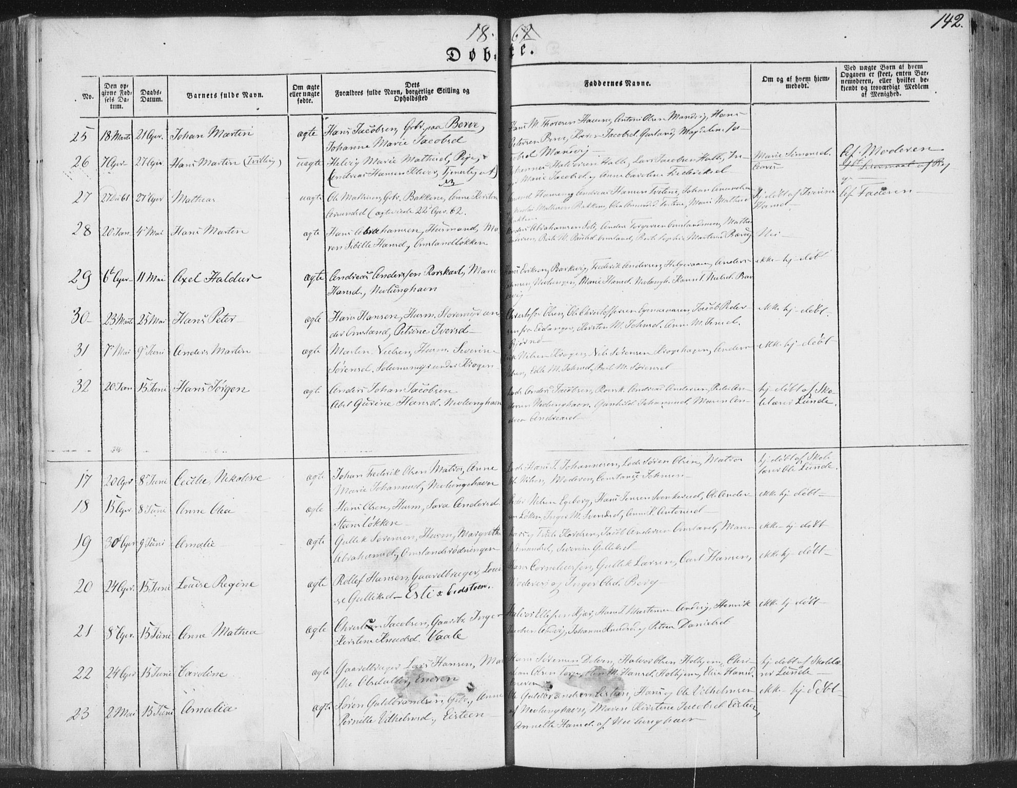 Brunlanes kirkebøker, AV/SAKO-A-342/F/Fa/L0004: Ministerialbok nr. I 4, 1846-1862, s. 142