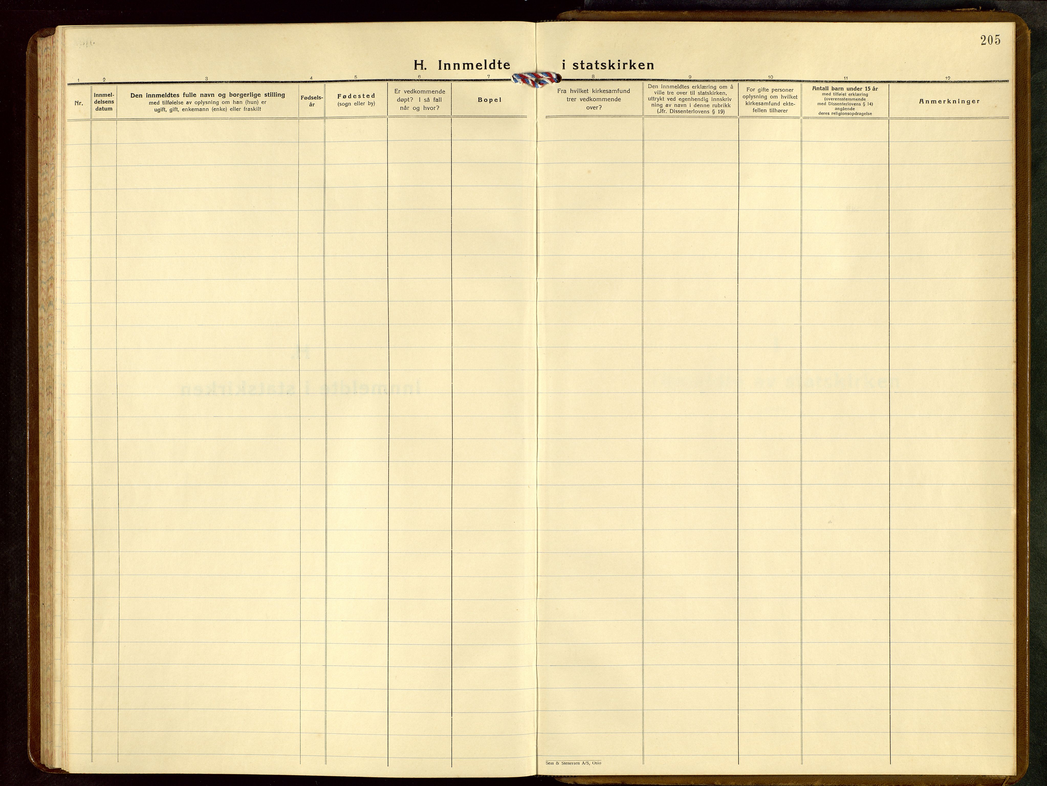 Skudenes sokneprestkontor, AV/SAST-A -101849/H/Ha/Hab/L0013: Klokkerbok nr. B 13, 1937-1954, s. 205