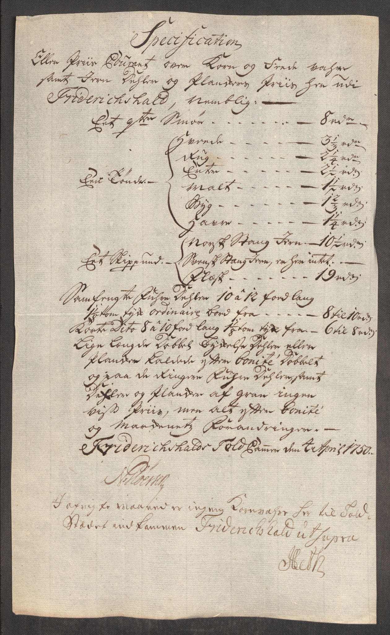 Rentekammeret inntil 1814, Realistisk ordnet avdeling, AV/RA-EA-4070/Oe/L0004: [Ø1]: Priskuranter, 1749-1752, s. 205