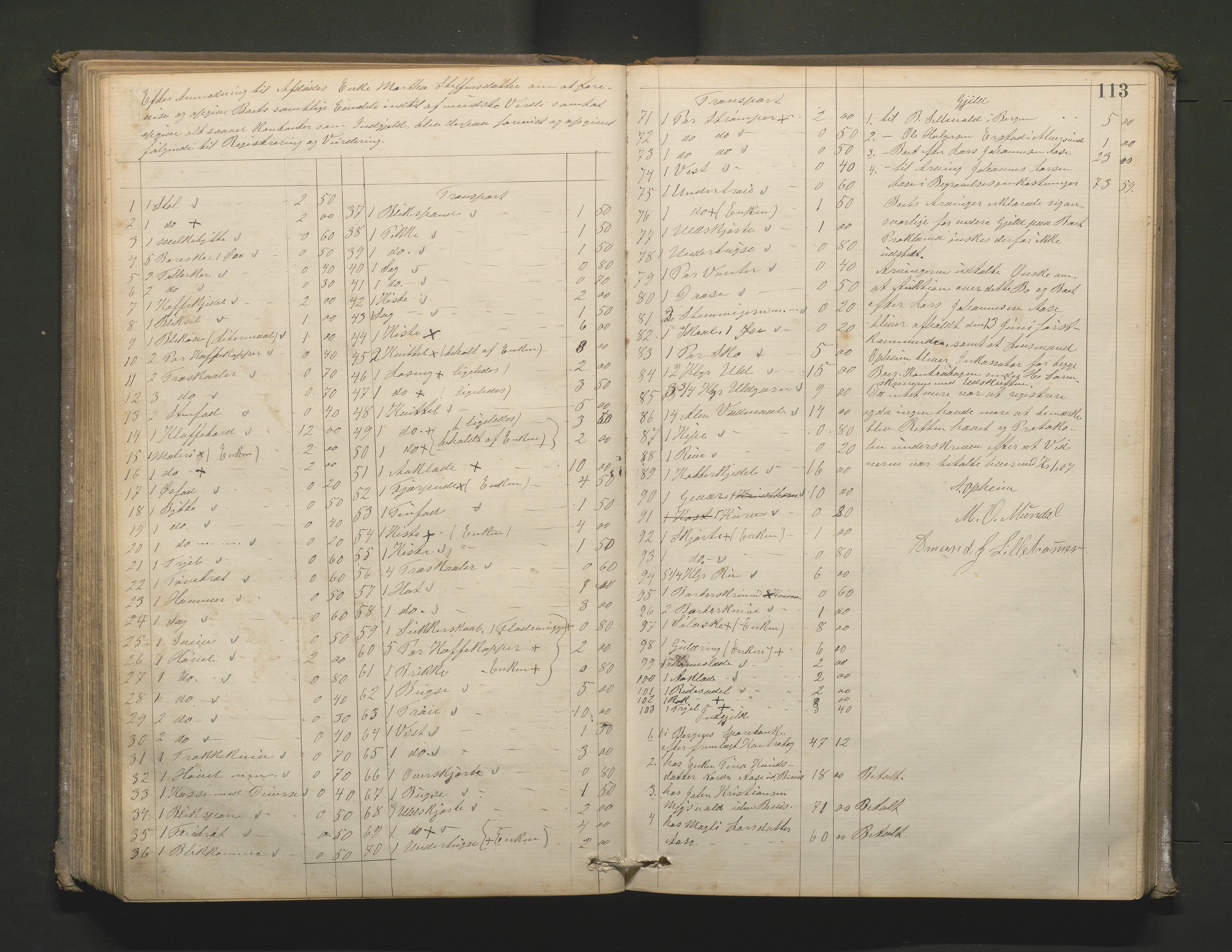 Lensmannen i Hamre, SAB/A-32601/0006/L0001: Registreringsprotokoll, 1881-1896, s. 112b-113a