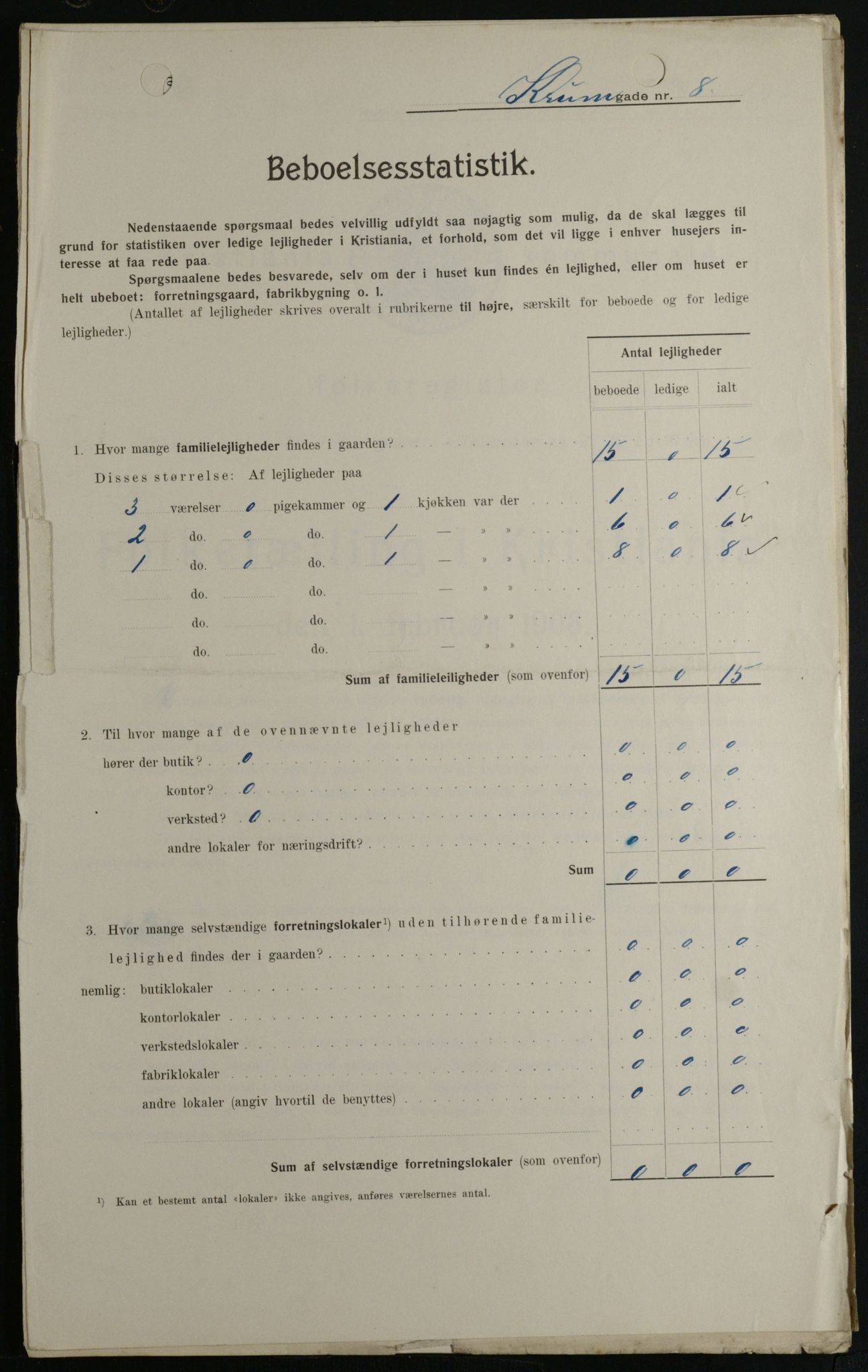 OBA, Kommunal folketelling 1.2.1908 for Kristiania kjøpstad, 1908, s. 49240