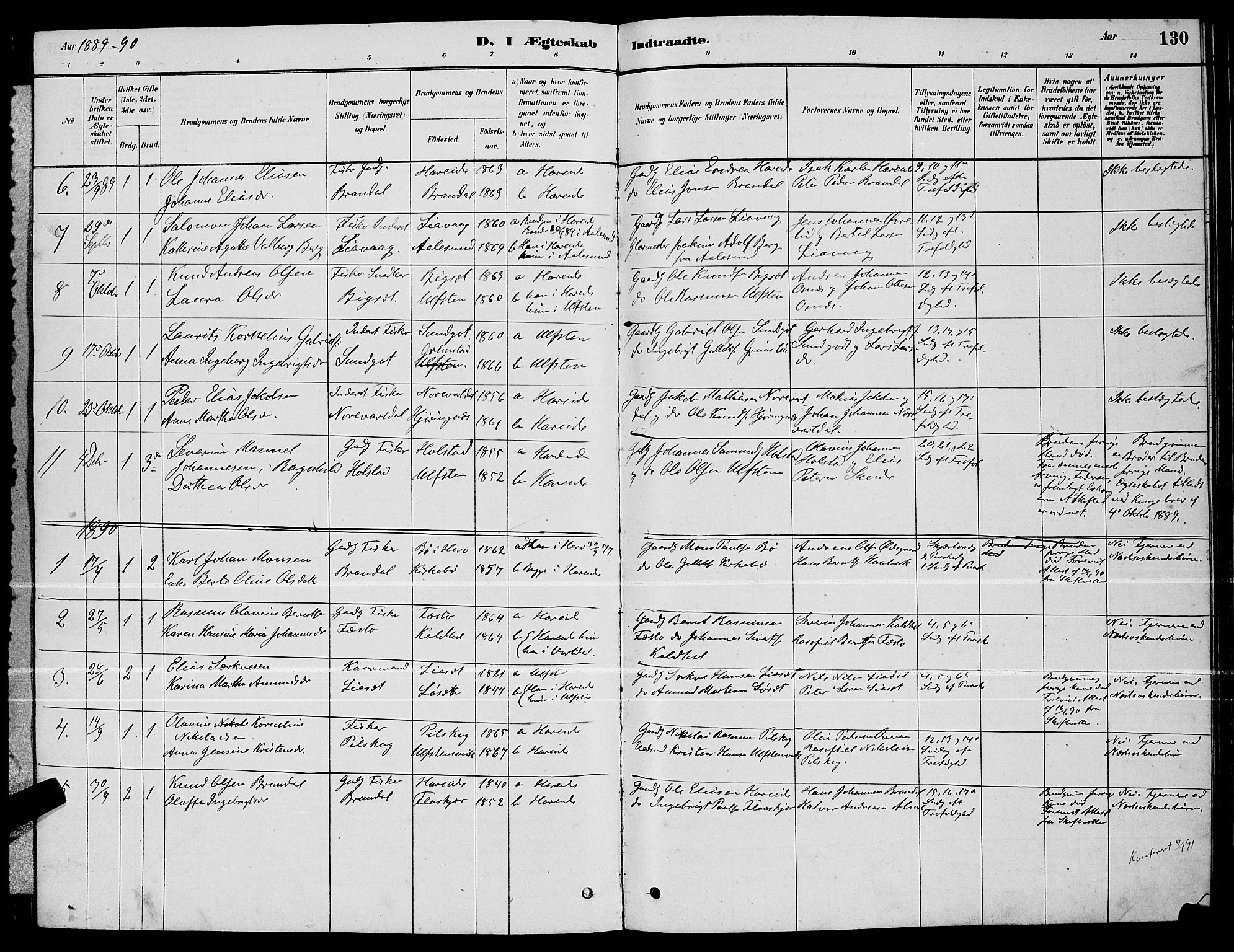 Ministerialprotokoller, klokkerbøker og fødselsregistre - Møre og Romsdal, SAT/A-1454/510/L0125: Klokkerbok nr. 510C02, 1878-1900, s. 130