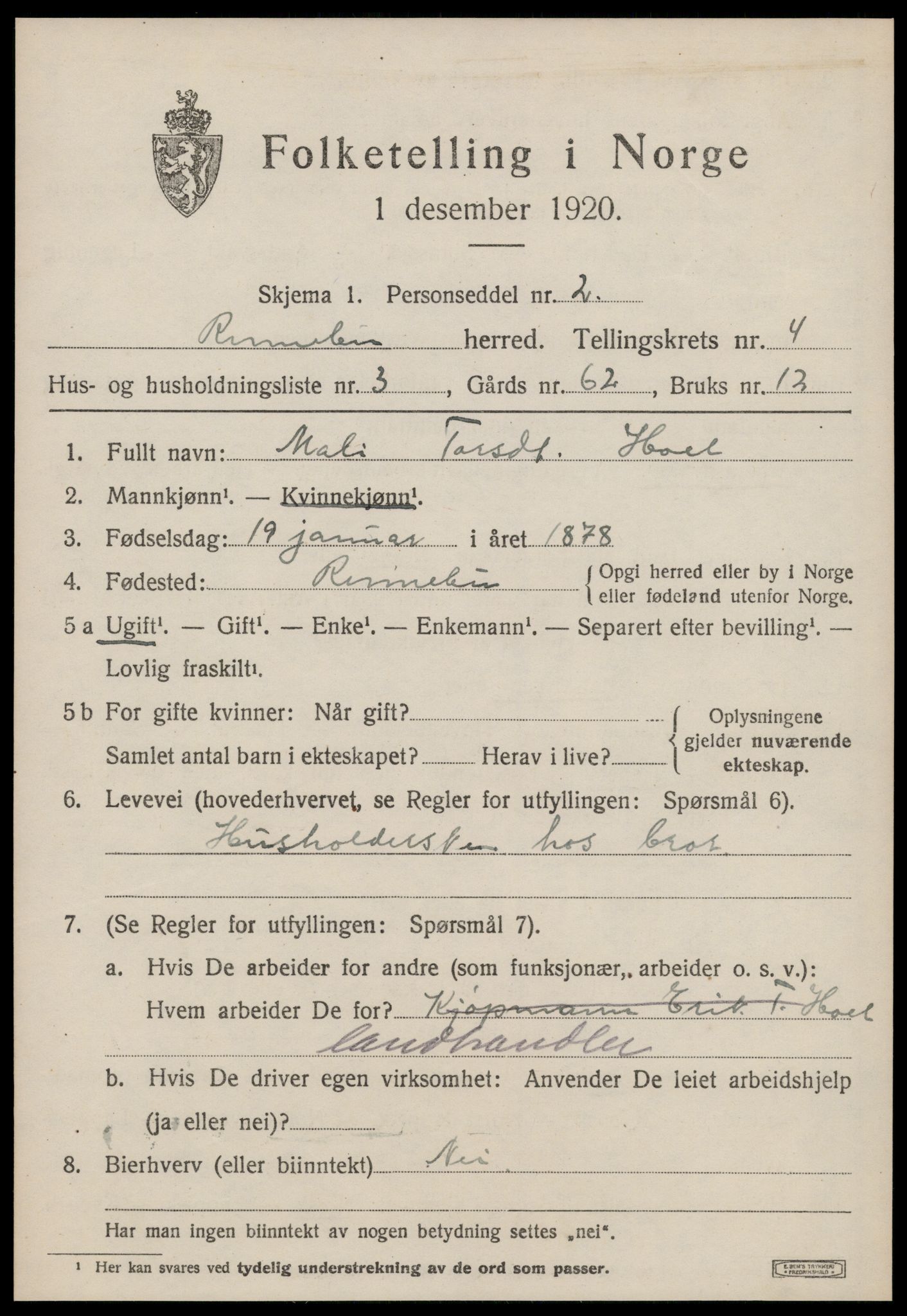 SAT, Folketelling 1920 for 1635 Rennebu herred, 1920, s. 2552