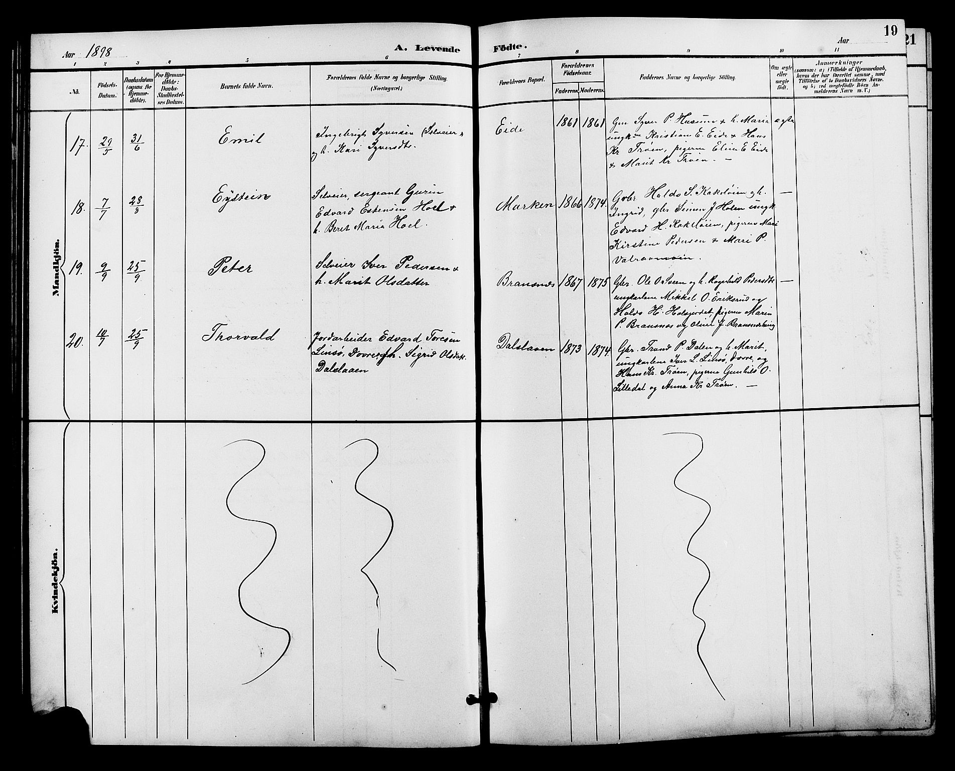 Alvdal prestekontor, AV/SAH-PREST-060/H/Ha/Hab/L0004: Klokkerbok nr. 4, 1894-1910, s. 19