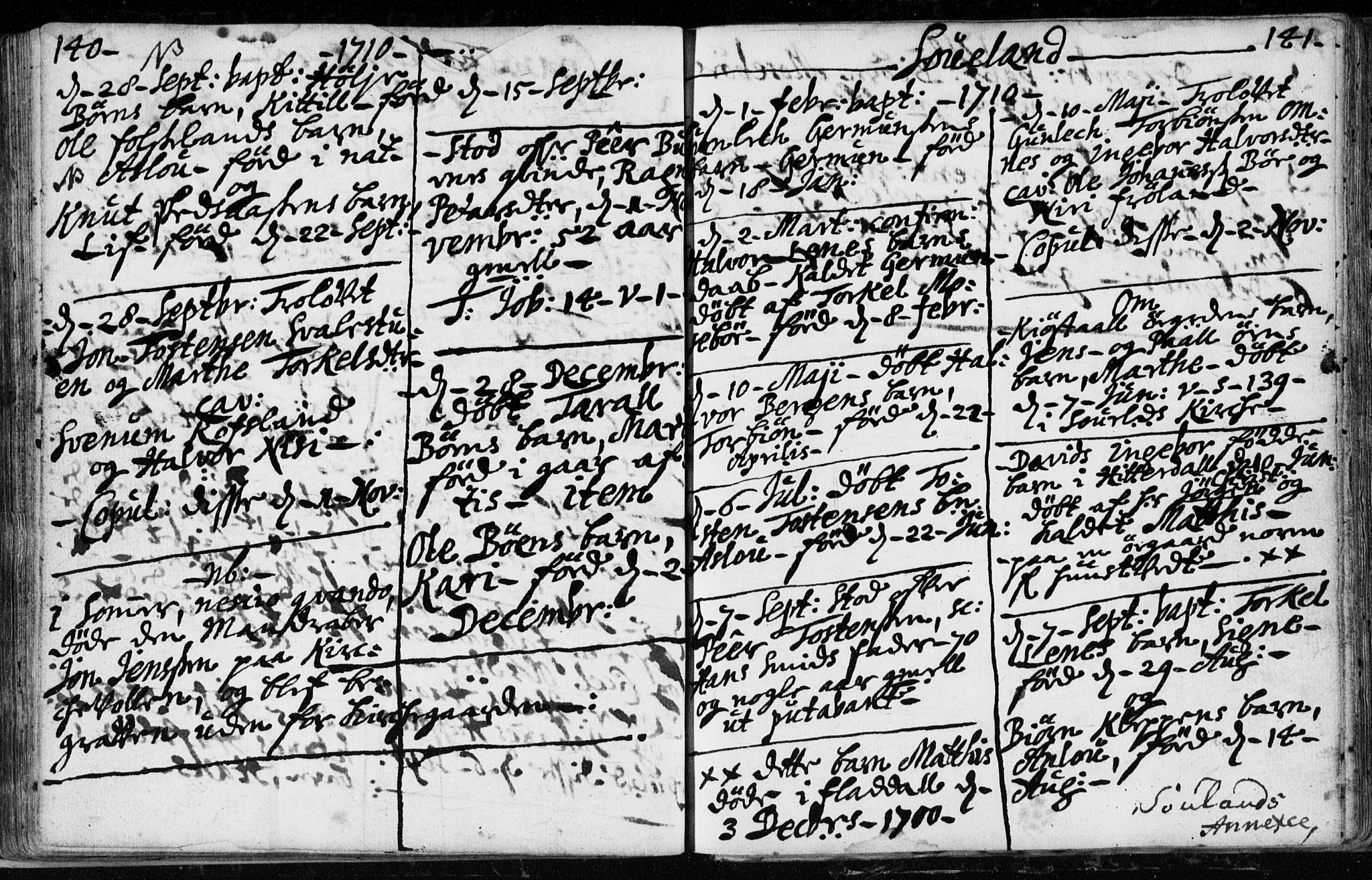 Hjartdal kirkebøker, SAKO/A-270/F/Fa/L0001: Ministerialbok nr. I 1, 1685-1714, s. 140-141