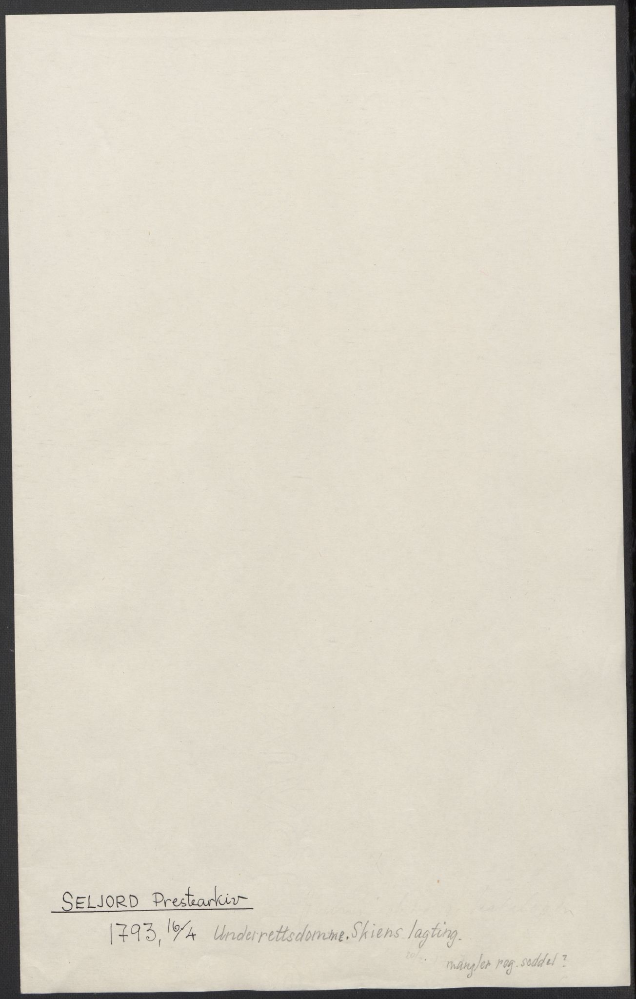 Riksarkivets diplomsamling, AV/RA-EA-5965/F15/L0029: Prestearkiv - Telemark, 1601-1793, s. 99