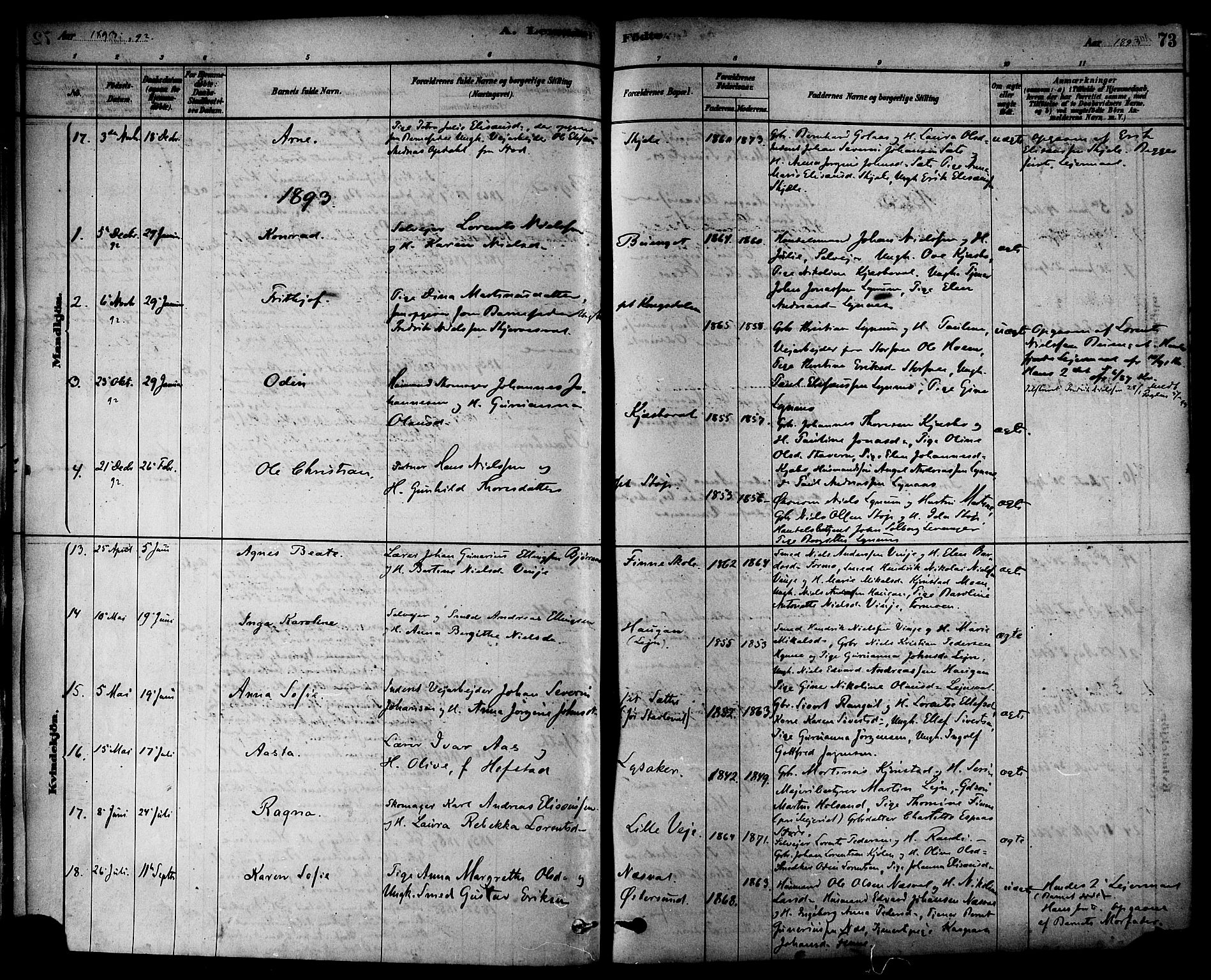 Ministerialprotokoller, klokkerbøker og fødselsregistre - Nord-Trøndelag, AV/SAT-A-1458/717/L0159: Ministerialbok nr. 717A09, 1878-1898, s. 73