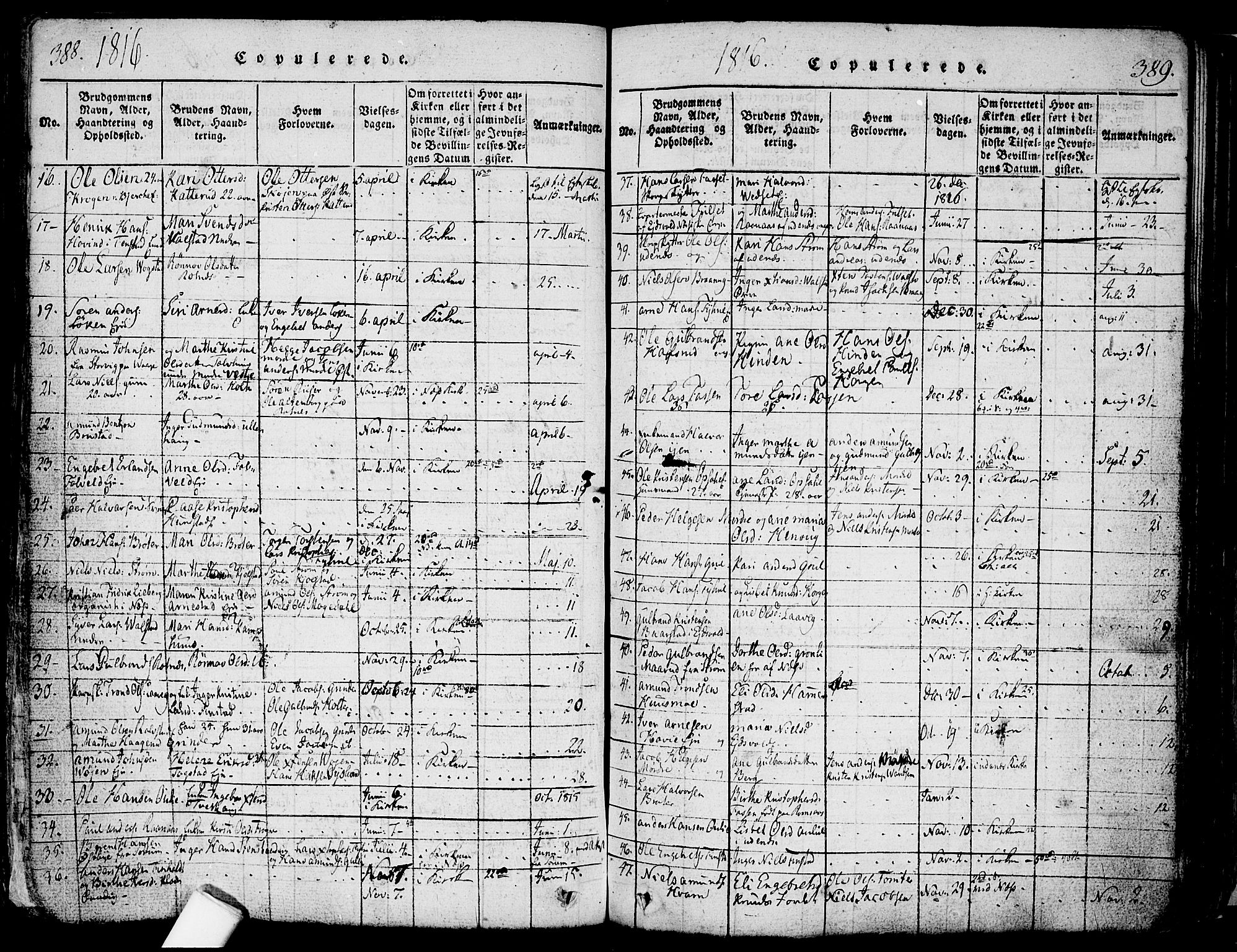 Nes prestekontor Kirkebøker, AV/SAO-A-10410/F/Fa/L0005: Ministerialbok nr. I 5, 1815-1835, s. 388-389