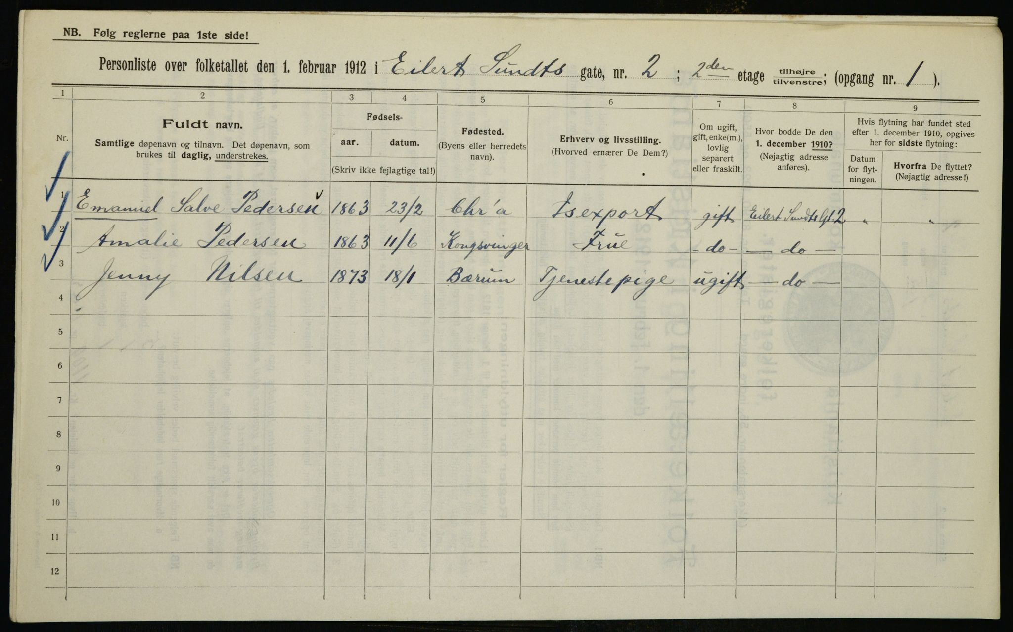 OBA, Kommunal folketelling 1.2.1912 for Kristiania, 1912, s. 18904