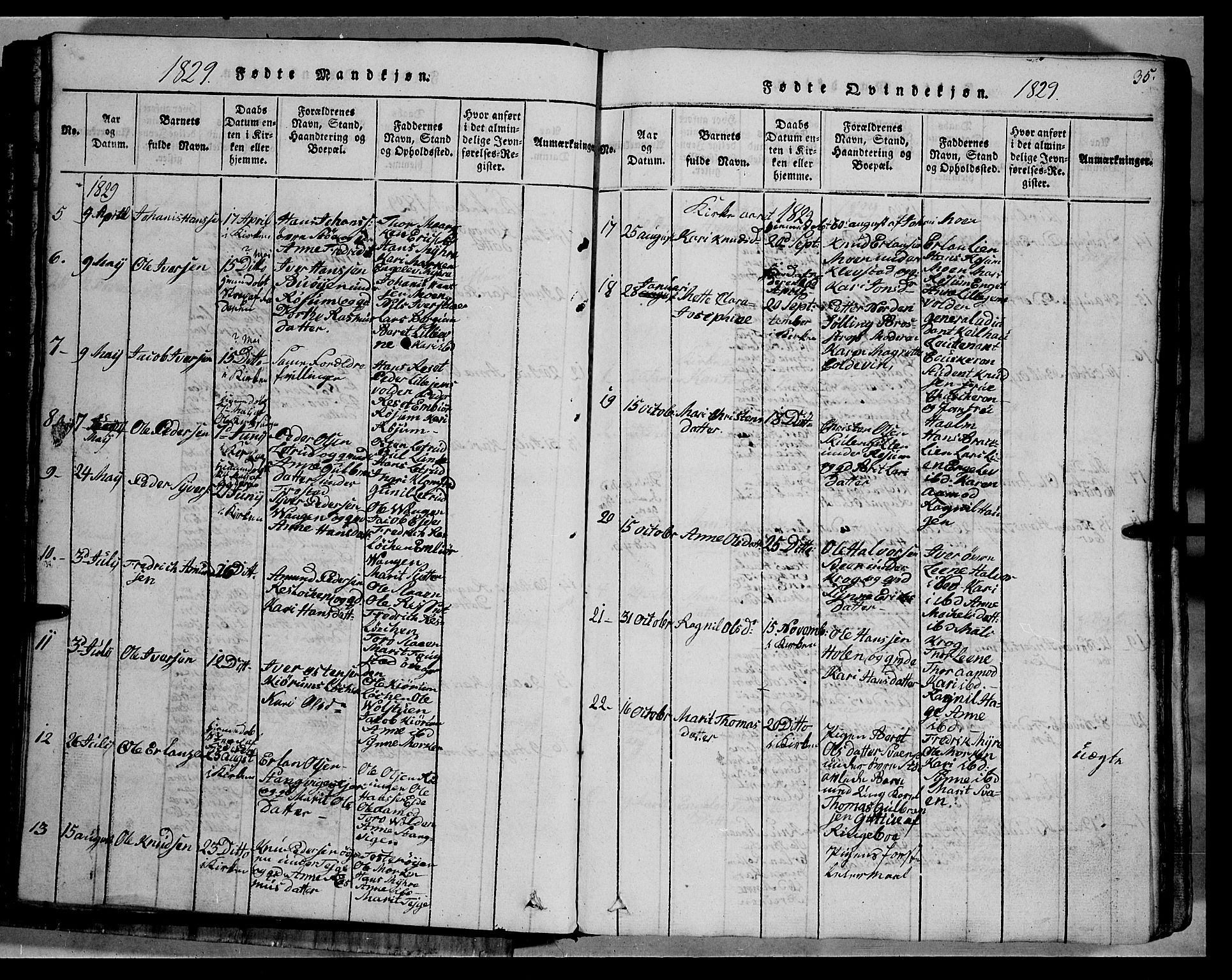 Fron prestekontor, SAH/PREST-078/H/Ha/Hab/L0002: Klokkerbok nr. 2, 1816-1850, s. 35