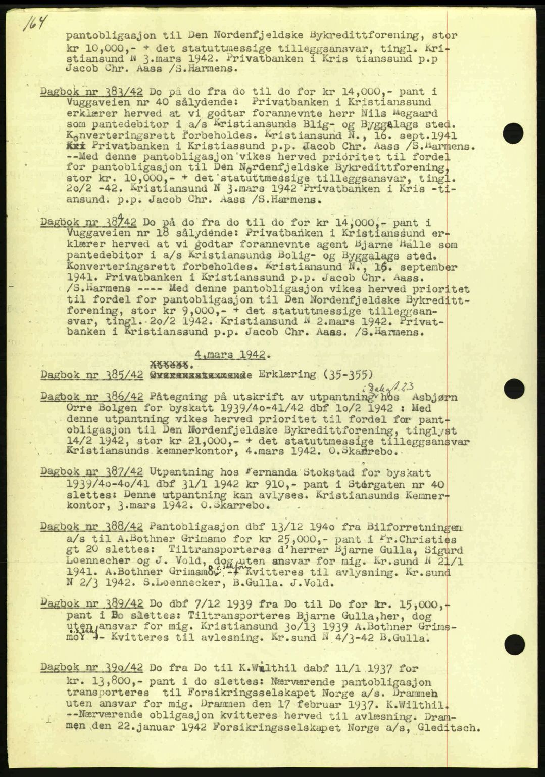 Kristiansund byfogd, AV/SAT-A-4587/A/27: Pantebok nr. 32a, 1938-1946, Dagboknr: 382/1942