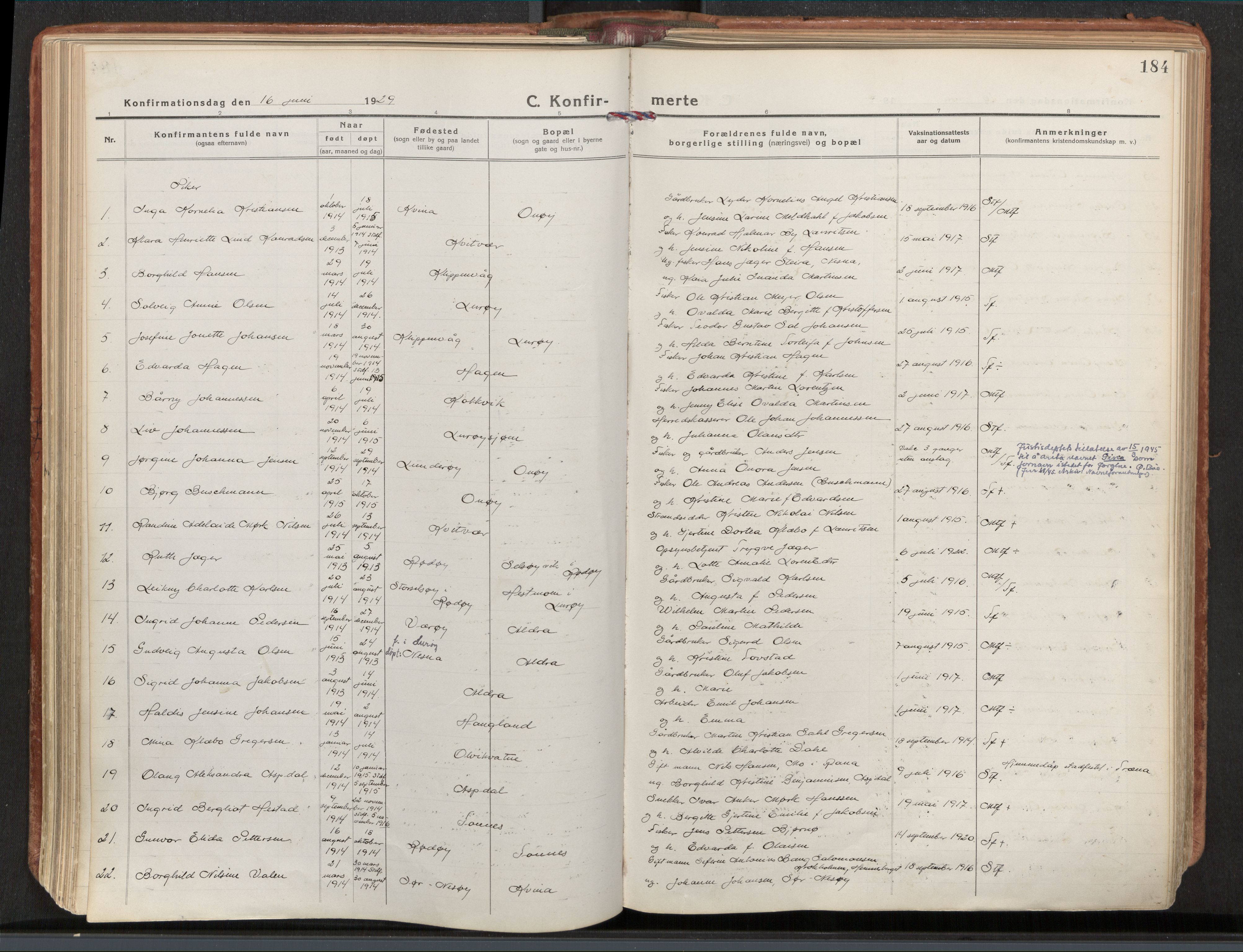 Ministerialprotokoller, klokkerbøker og fødselsregistre - Nordland, SAT/A-1459/839/L0570: Ministerialbok nr. 839A07, 1923-1942, s. 184