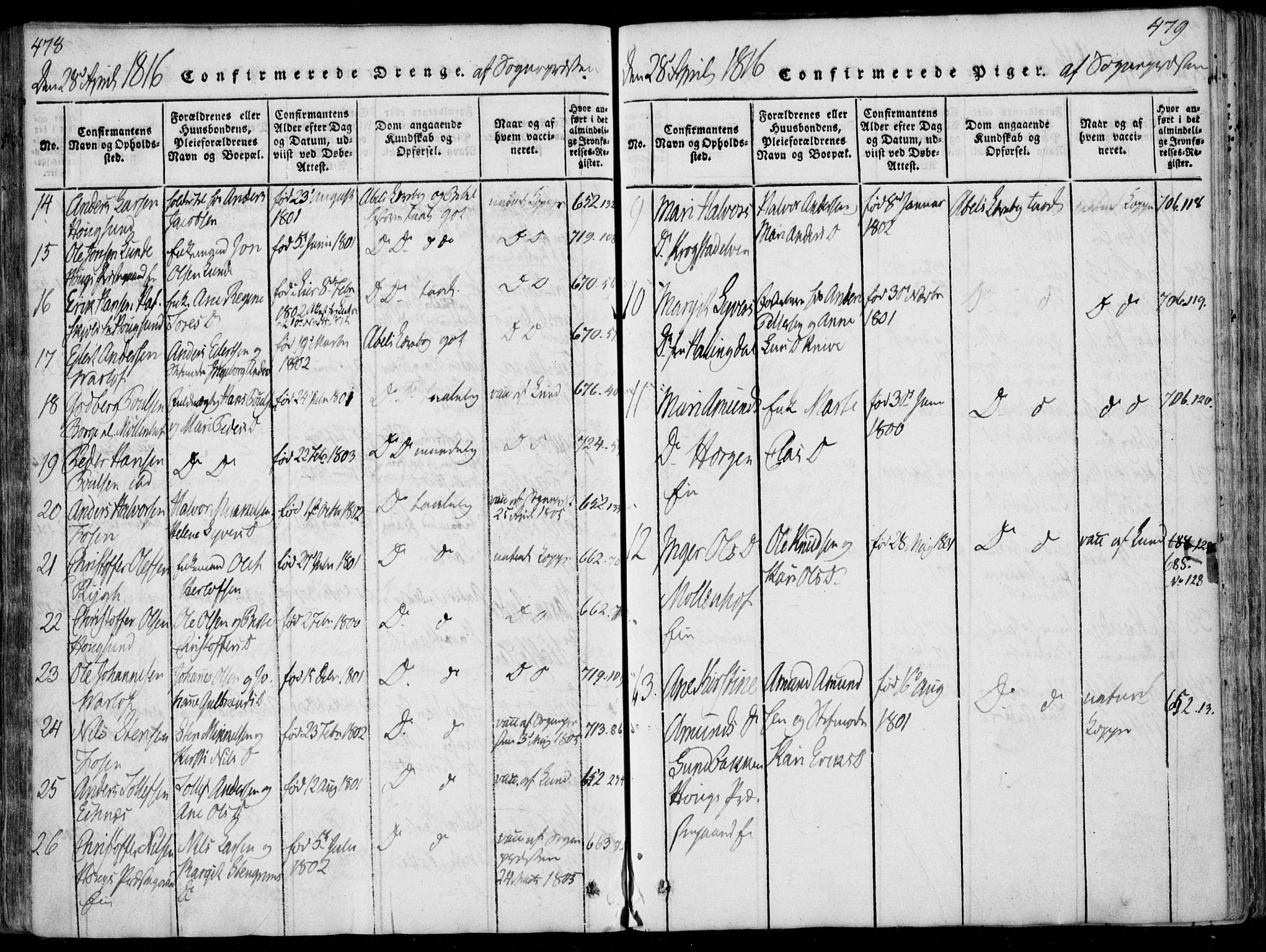 Eiker kirkebøker, AV/SAKO-A-4/F/Fa/L0011: Ministerialbok nr. I 11, 1814-1827, s. 478-479