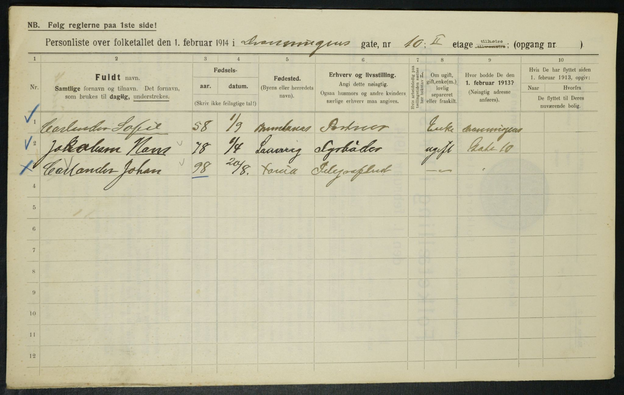 OBA, Kommunal folketelling 1.2.1914 for Kristiania, 1914, s. 17418
