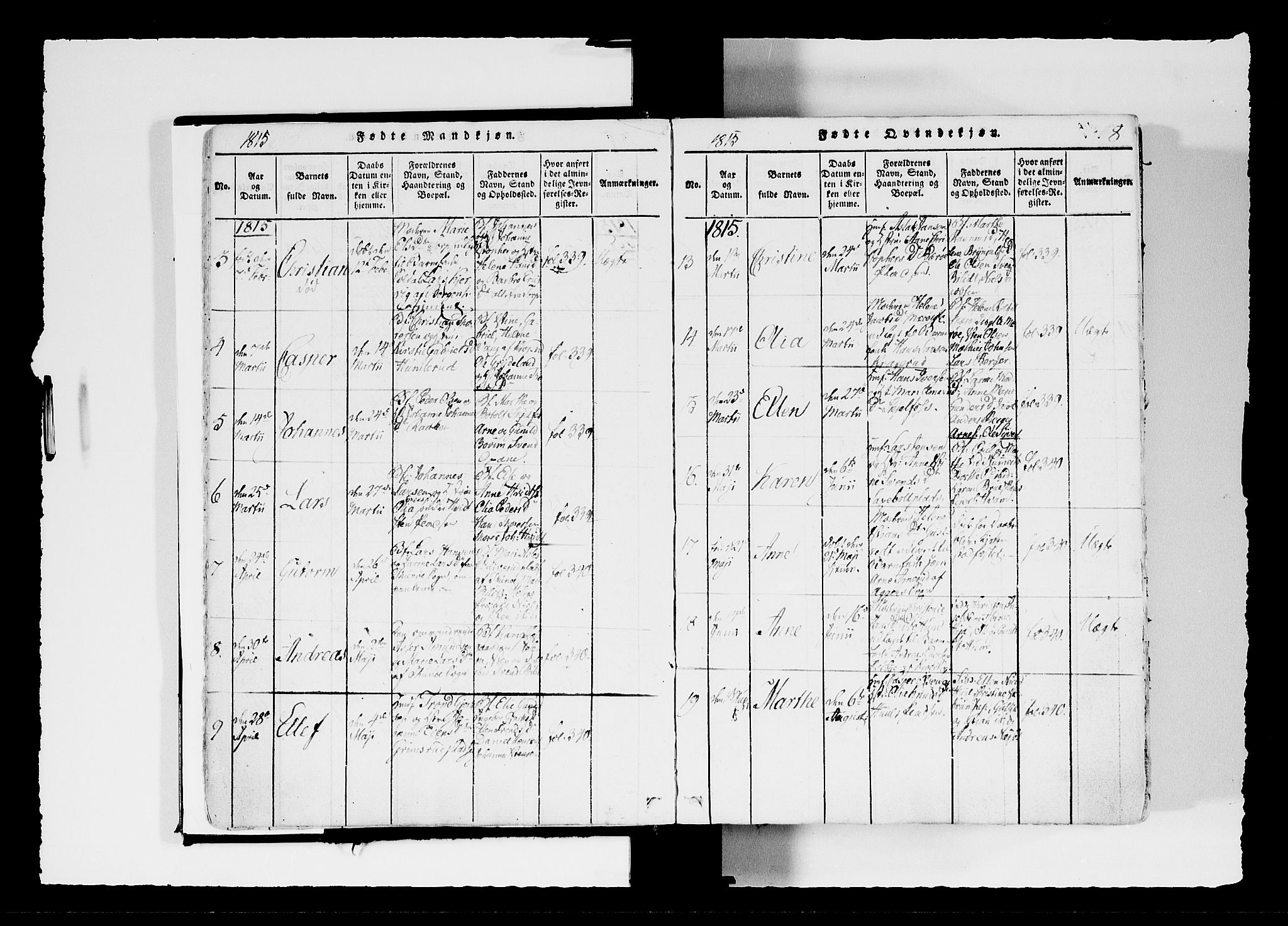 Hobøl prestekontor Kirkebøker, AV/SAO-A-2002/F/Fa/L0002: Ministerialbok nr. I 2, 1814-1841, s. 8