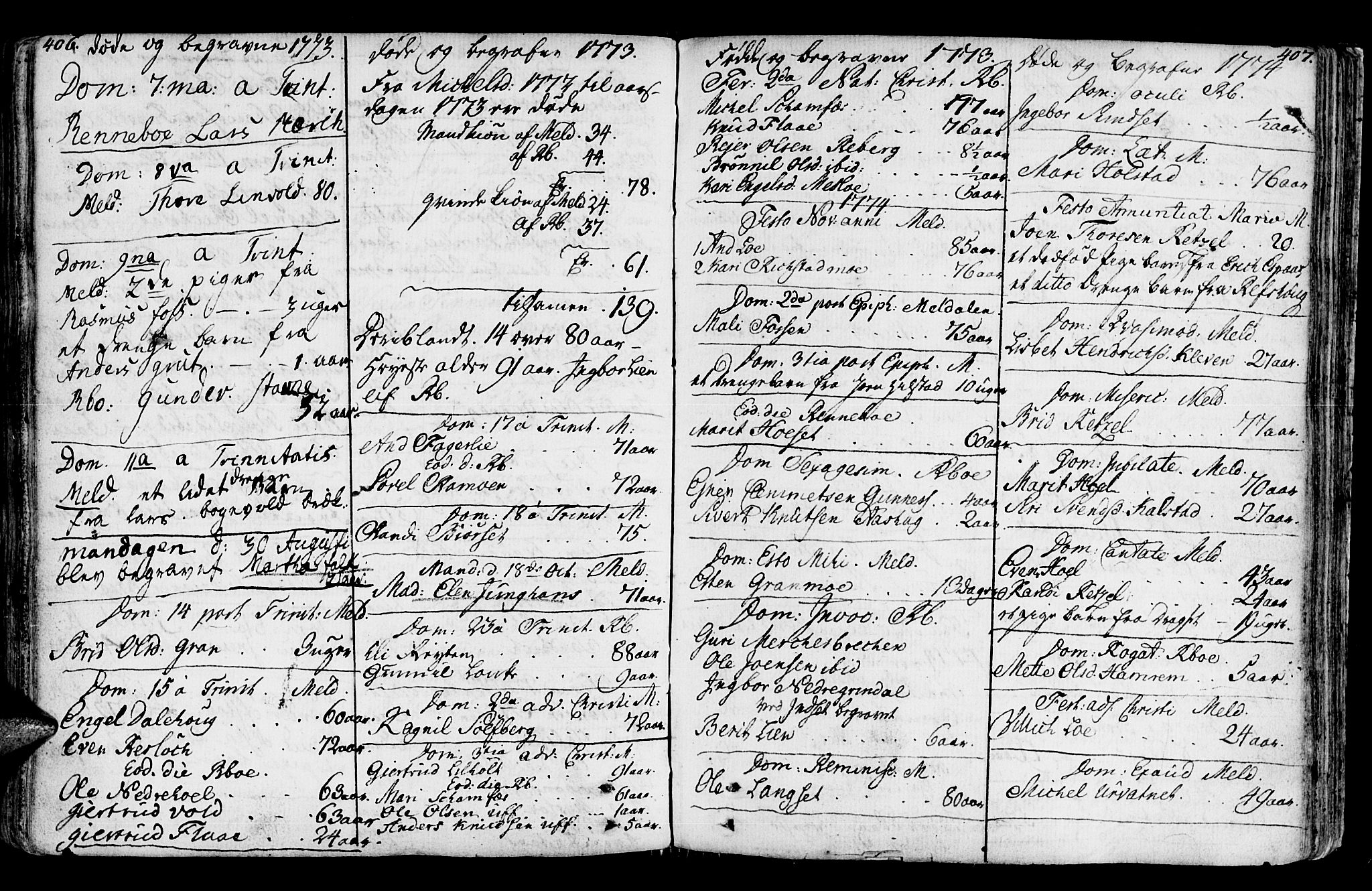 Ministerialprotokoller, klokkerbøker og fødselsregistre - Sør-Trøndelag, SAT/A-1456/672/L0851: Ministerialbok nr. 672A04, 1751-1775, s. 406-407