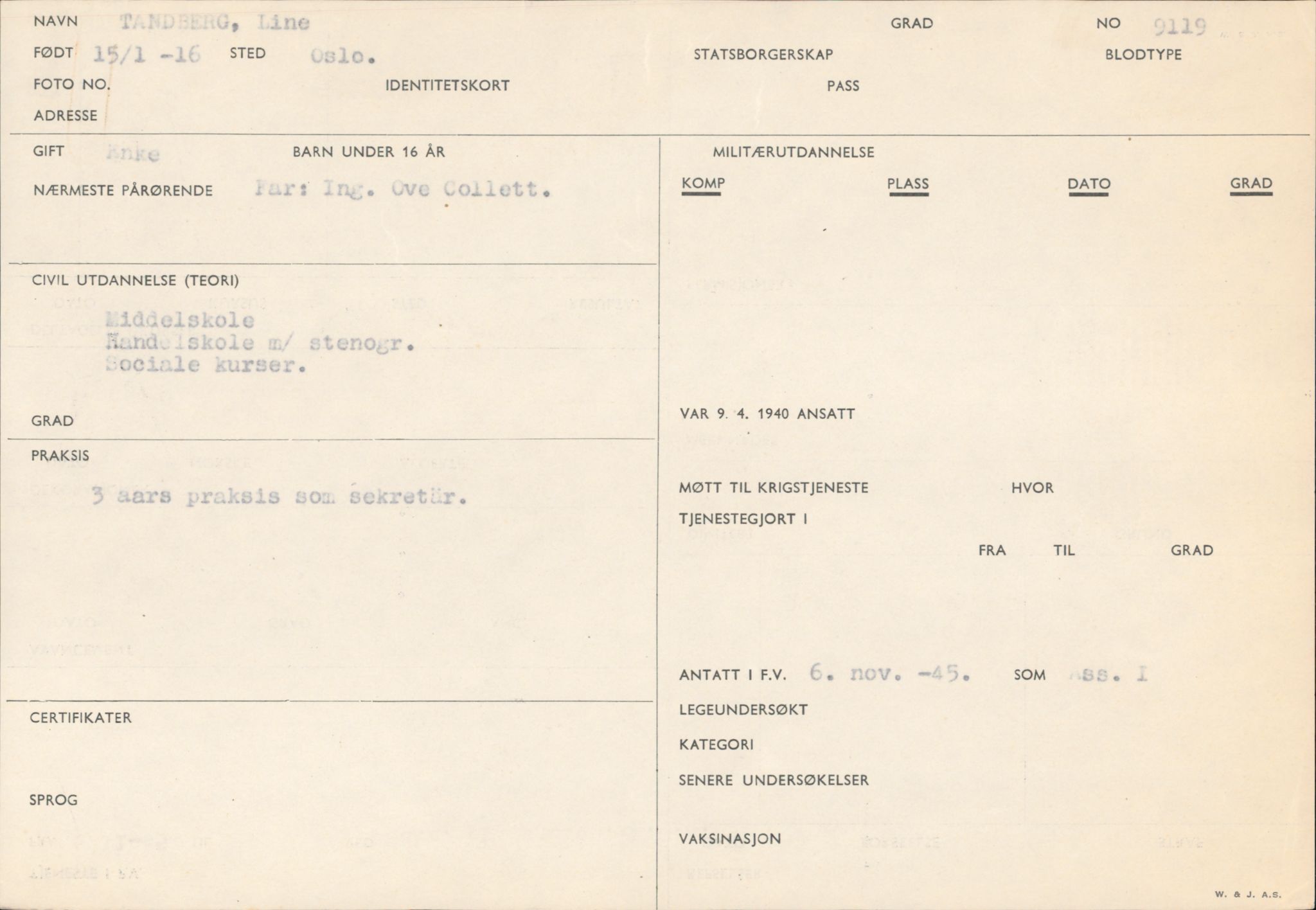 Forsvaret, Forsvarets overkommando/Luftforsvarsstaben, RA/RAFA-4079/P/Pa/L0048: Personellpapirer, 1916, s. 195