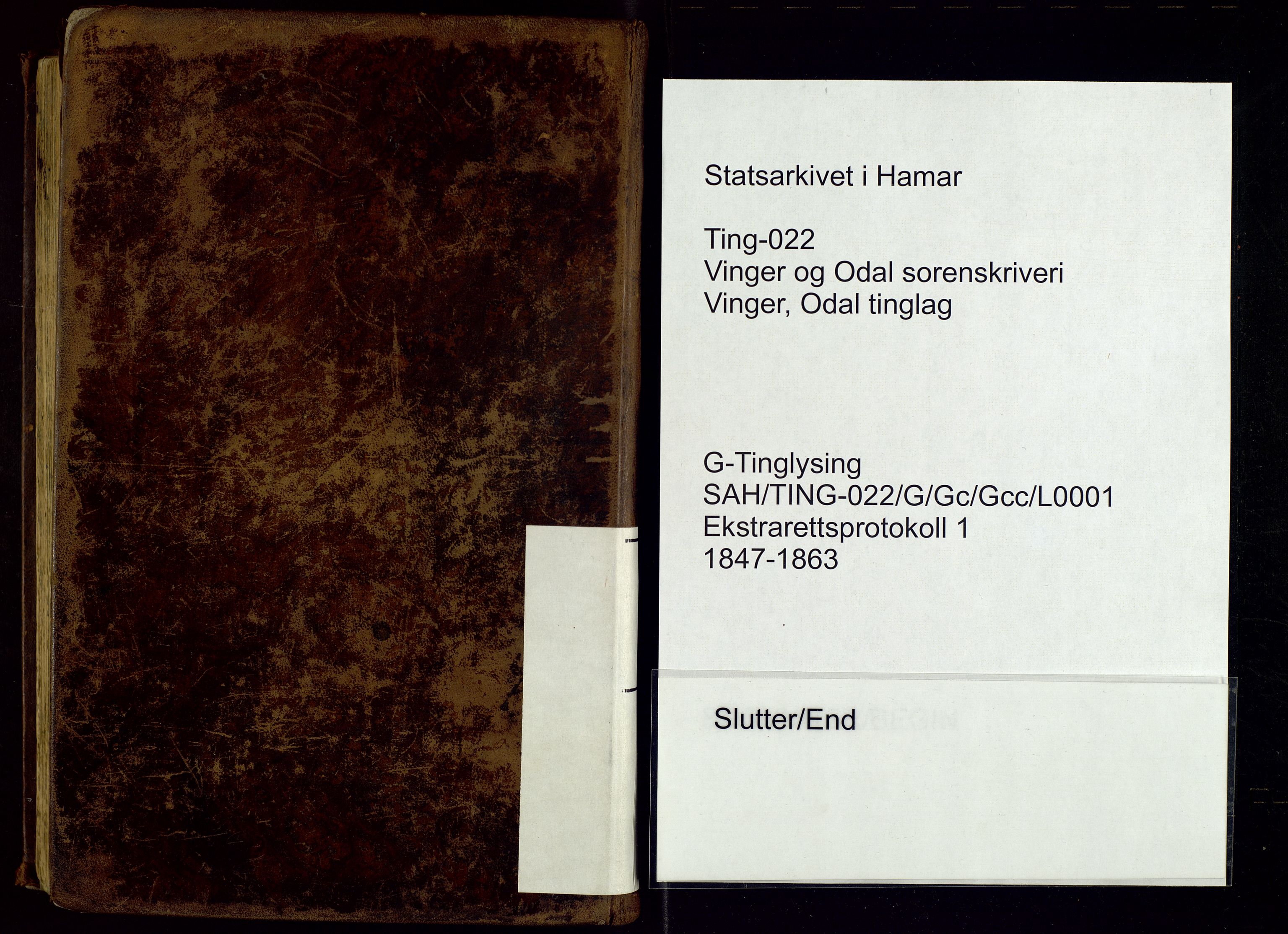 Vinger og Odal sorenskriveri, SAH/TING-022/G/Gc/Gcc/L0001: Åstedsprotokoll - Vinger og Odal, 1847-1863