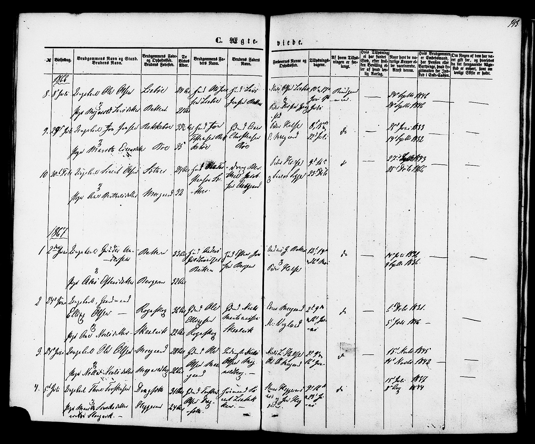 Ministerialprotokoller, klokkerbøker og fødselsregistre - Møre og Romsdal, SAT/A-1454/576/L0884: Ministerialbok nr. 576A02, 1865-1879, s. 143